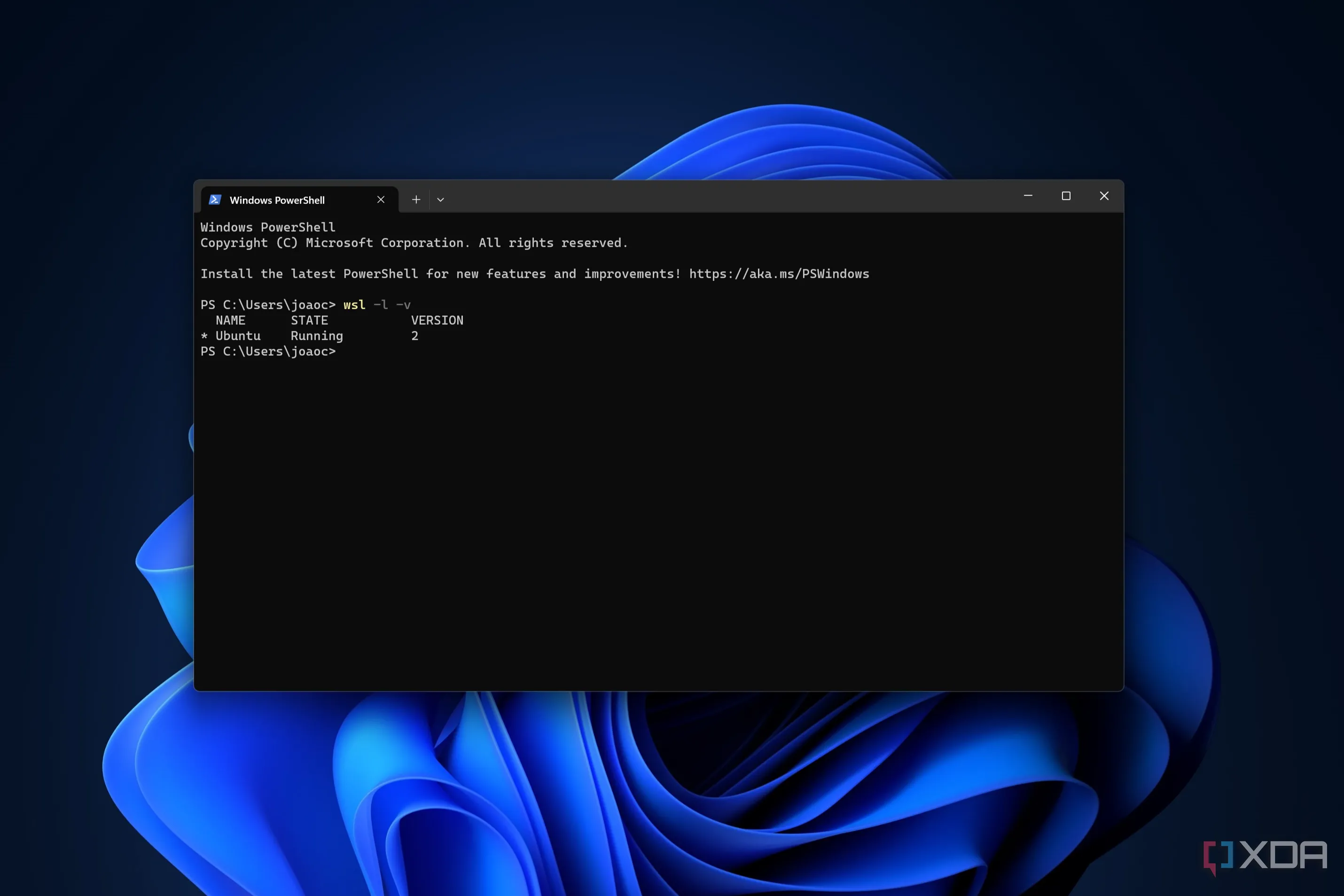 Giao diện Windows Terminal hiển thị danh sách các bản phân phối Linux đã cài đặt với WSL