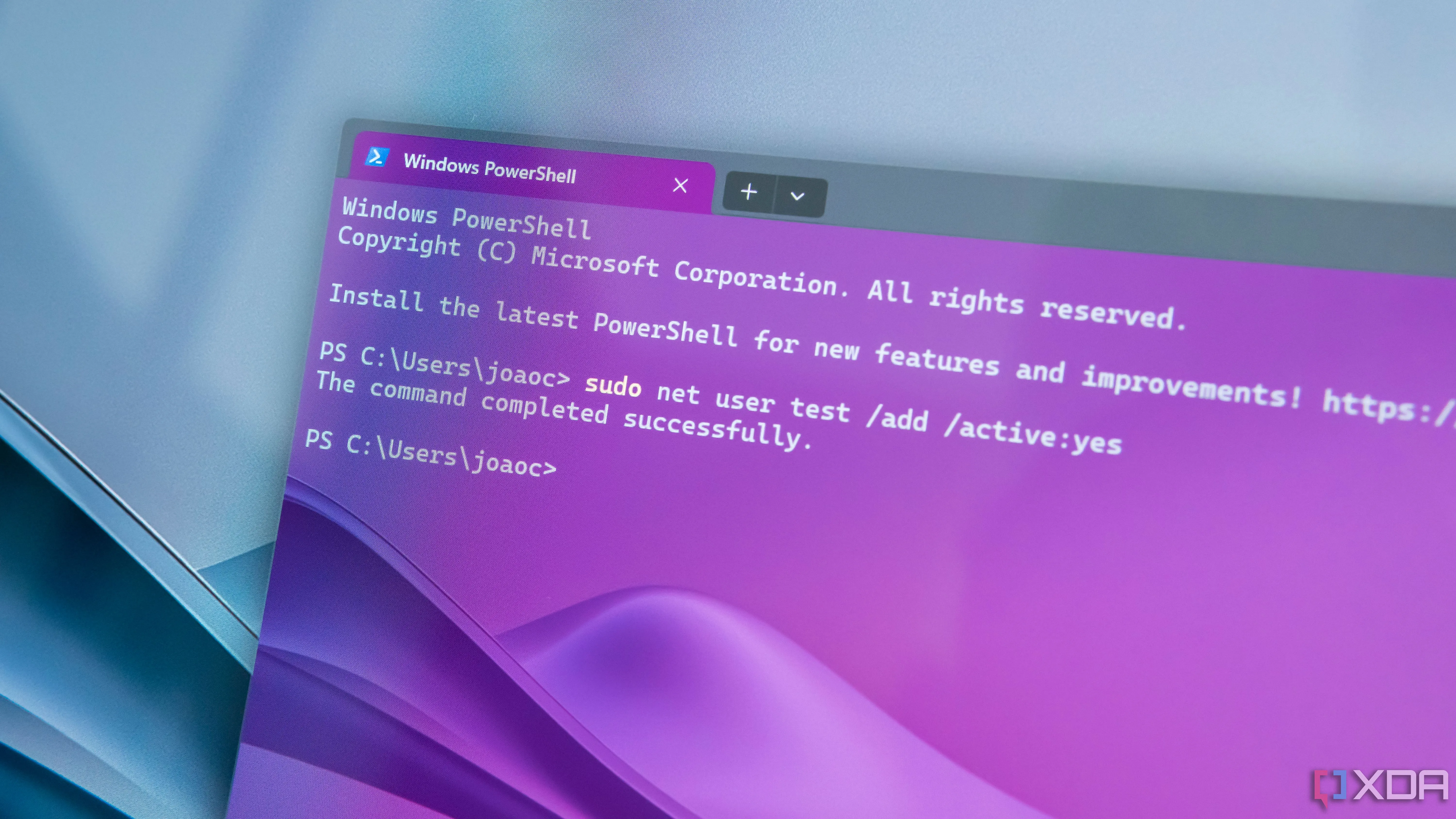 Giao diện Windows Terminal hiển thị kết quả lệnh sudo trên Windows 11