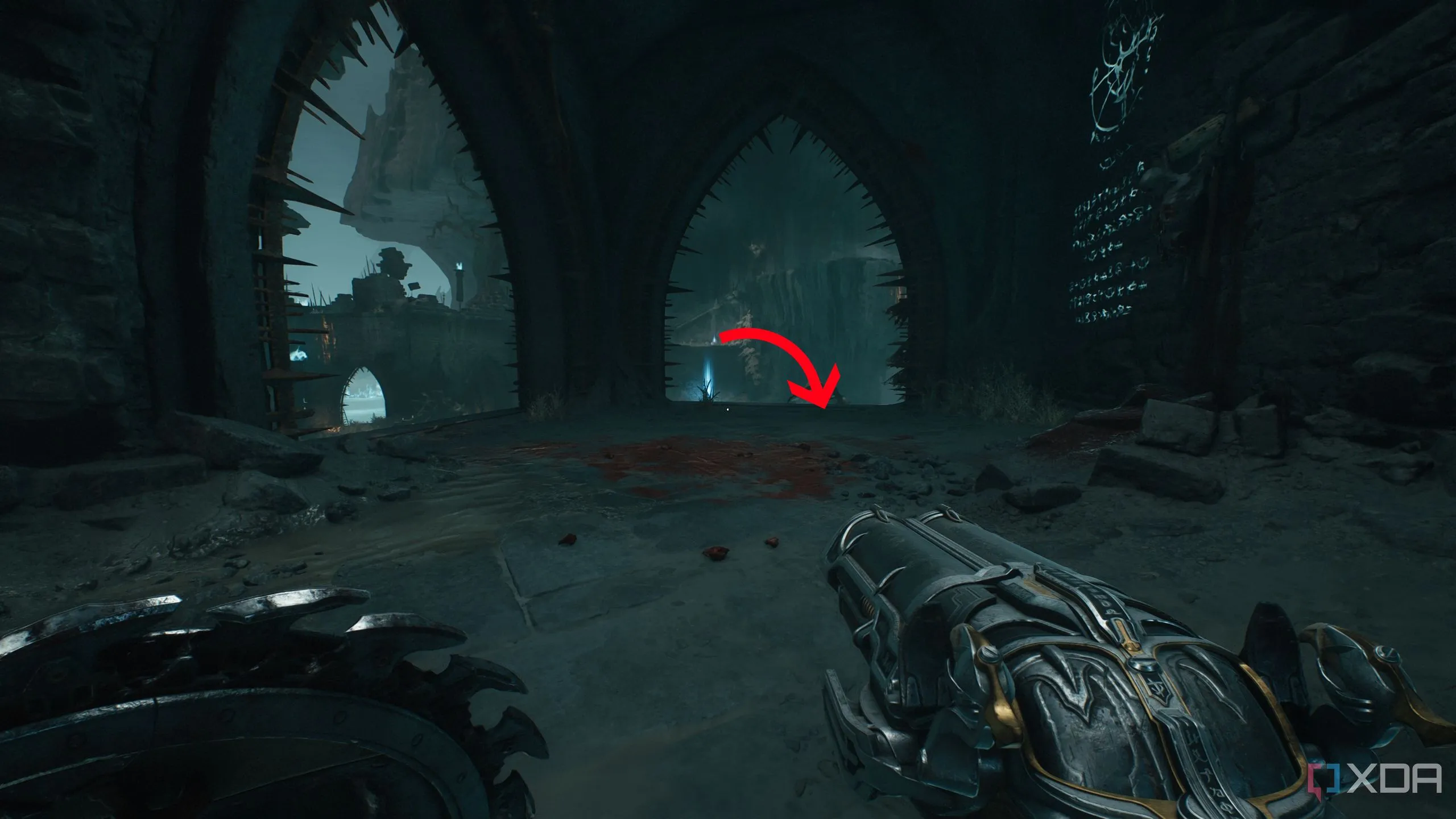 Gờ đá với hai lối ra phía trên khu vực bí mật 4 trong Chapter 19 Doom: The Dark Ages