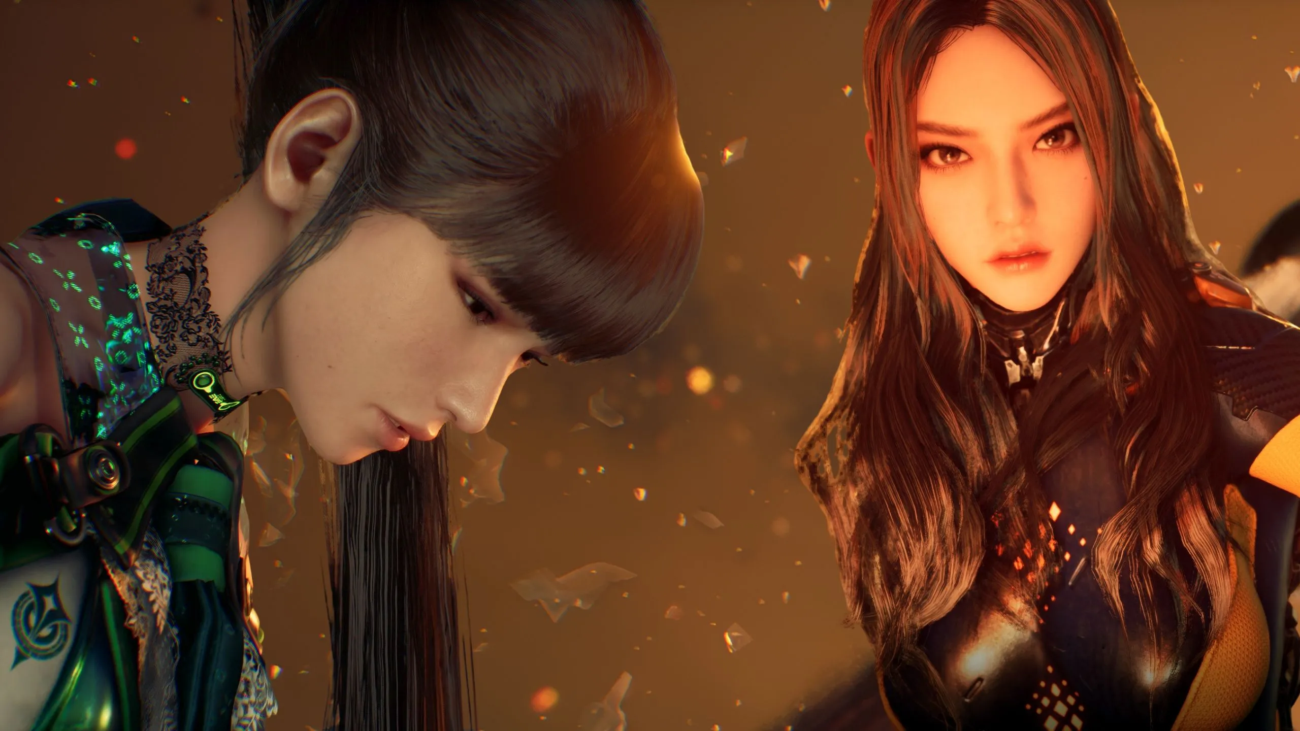 Hai nhân vật Eve và Tachy nổi bật trong game hành động Stellar Blade
