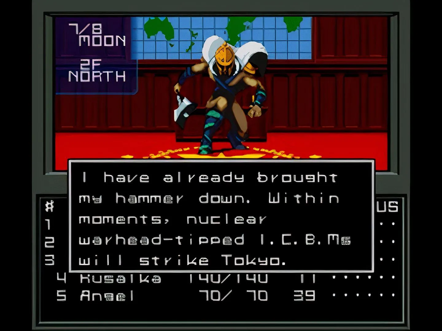 Hệ thống menu và chỉ số nhân vật đã được dịch sang tiếng Anh trong bản Shin Megami Tensei GBA