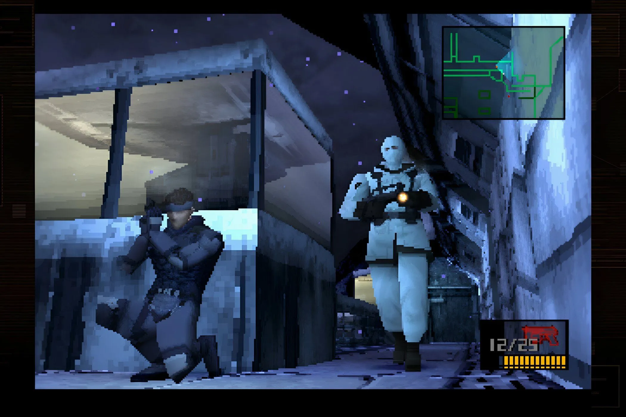 Hideo Kojima và tựa game Metal Gear Solid năm 1998, đặc trưng bởi cơ chế lén lút và môi trường quân sự.