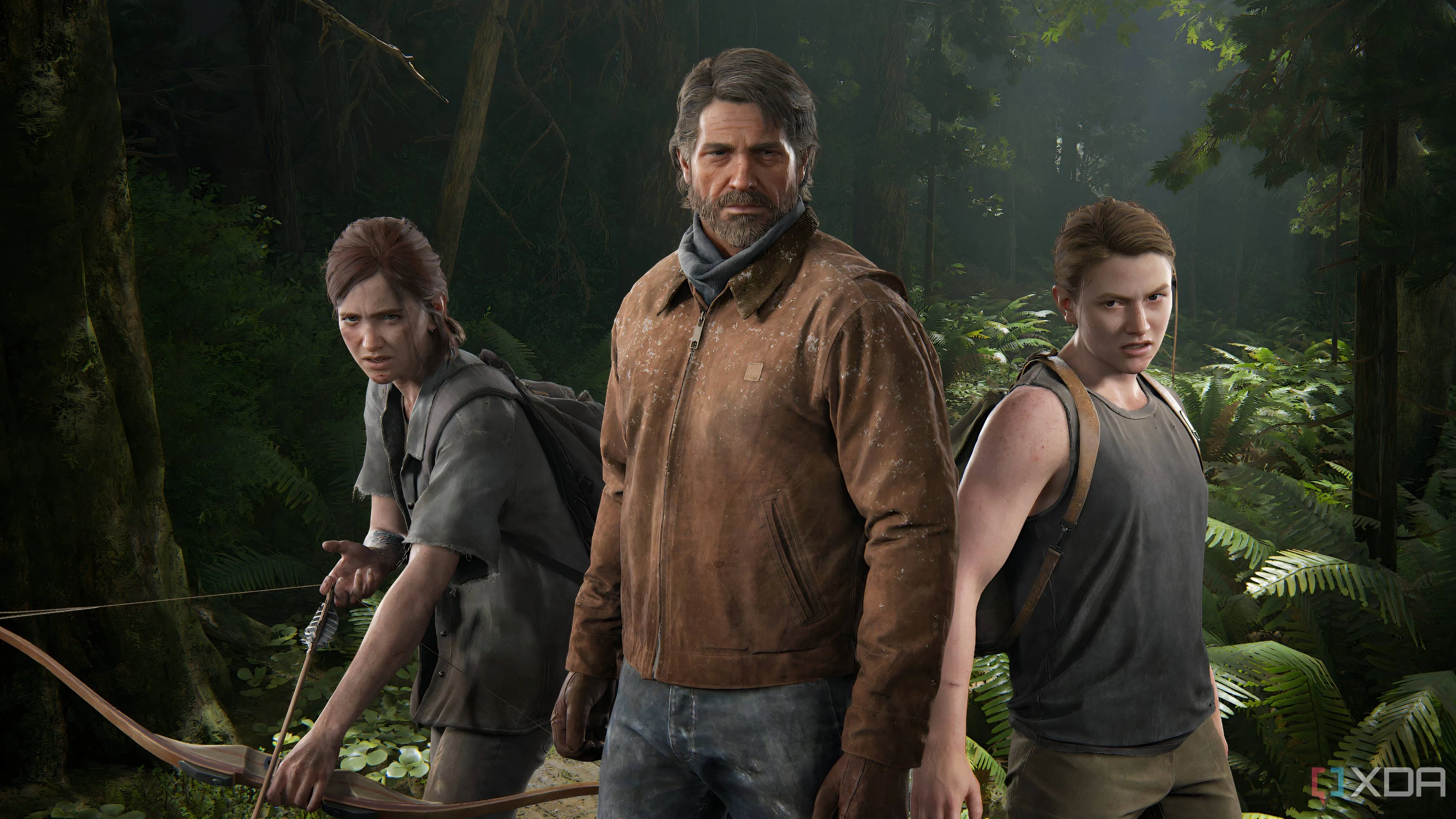 Hình ảnh ba nhân vật chính Ellie, Joel và Abby trong game The Last of Us, đại diện cho những cuộc chiến sinh tồn khắc nghiệt.