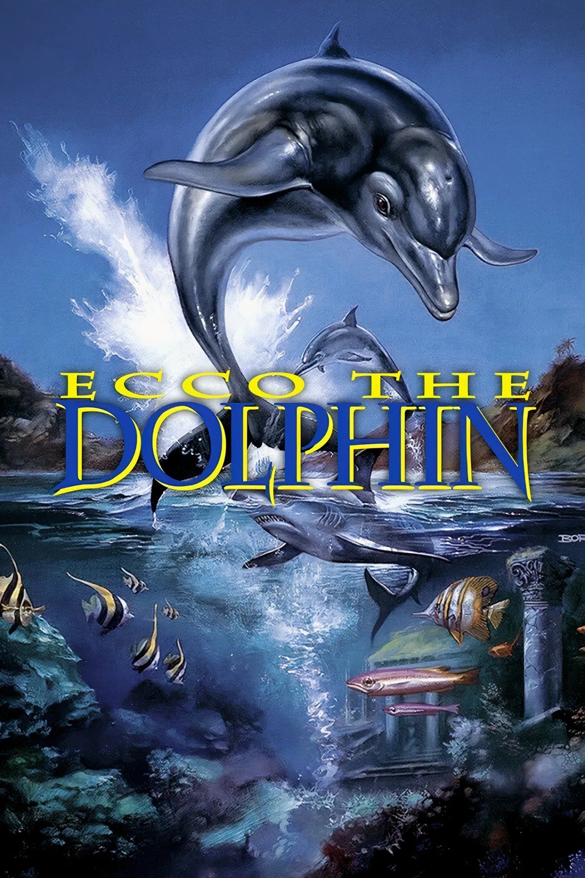 Hình ảnh bìa game Ecco the Dolphin kinh điển năm 1992 trên Sega Genesis