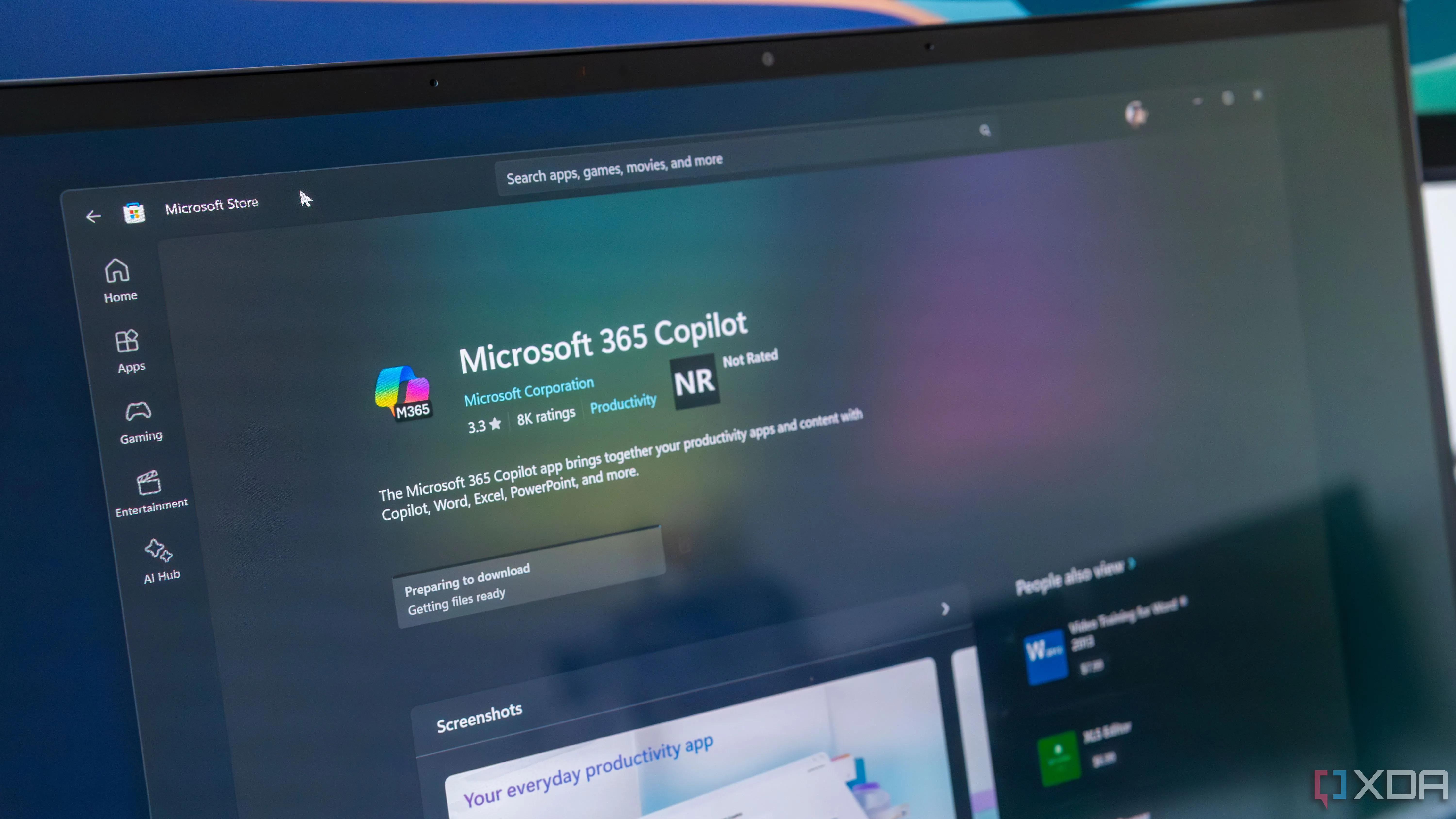Hình ảnh cận cảnh Microsoft 365 Copilot trên Microsoft Store, một tính năng AI được tích hợp vào các ứng dụng của Microsoft.