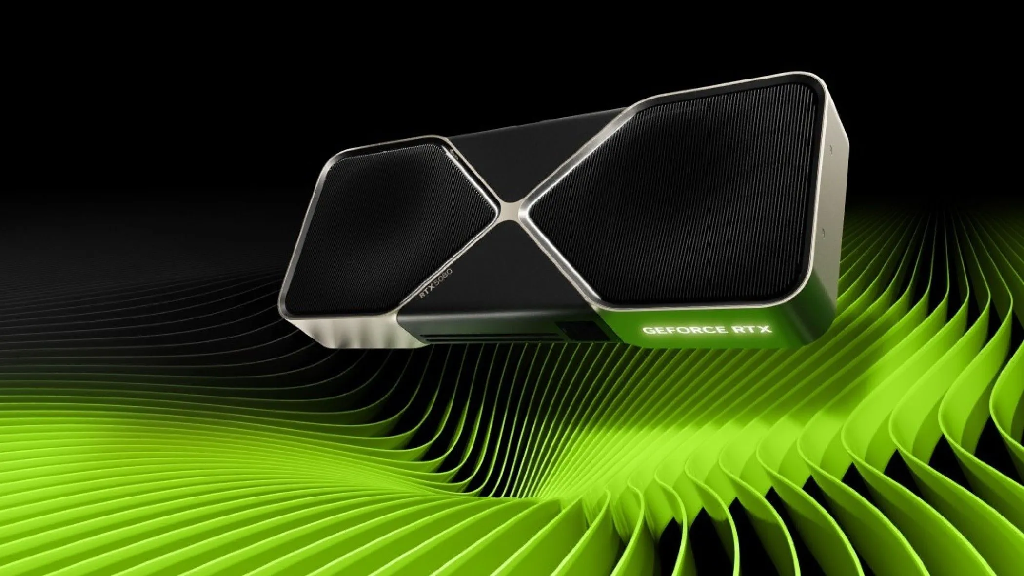 Hình ảnh card đồ họa NVIDIA GeForce RTX 5080 với thiết kế hiện đại
