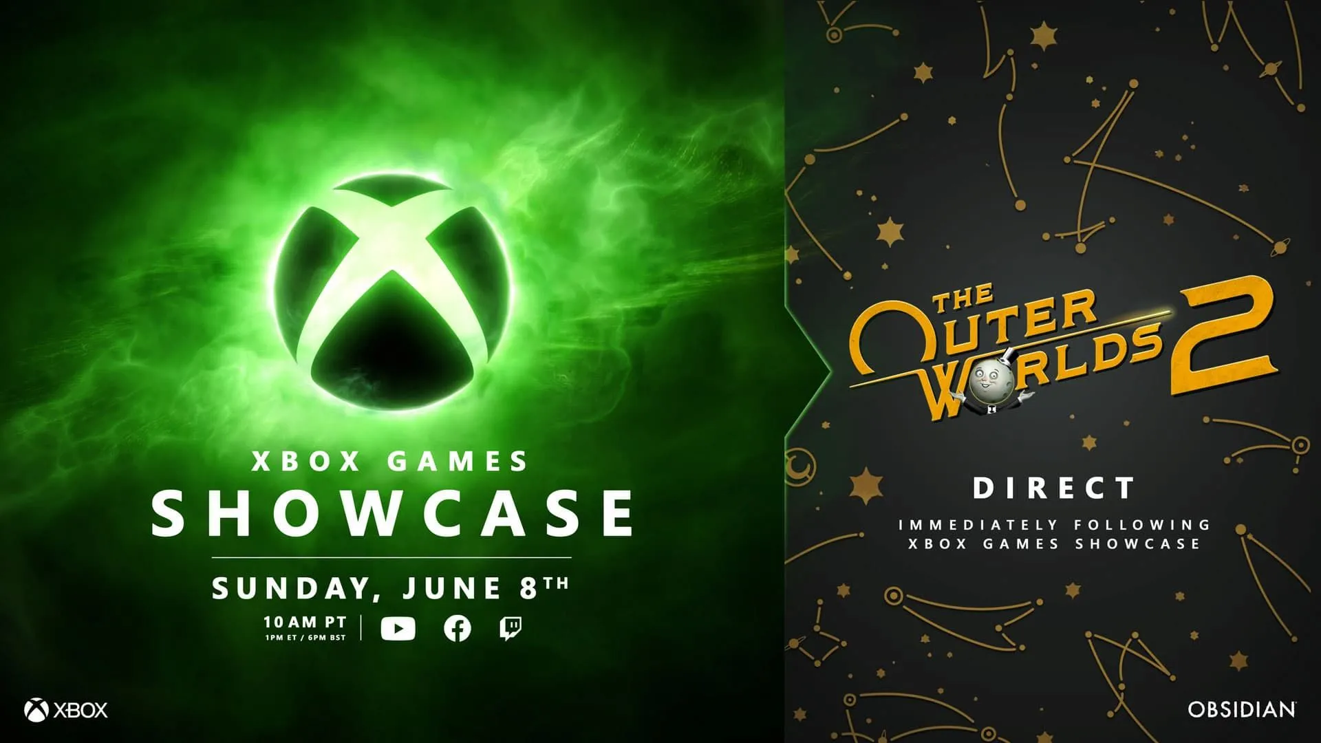 Hình ảnh chính thức thông báo sự kiện Xbox Games Showcase 2025 và The Outer Worlds 2 Direct
