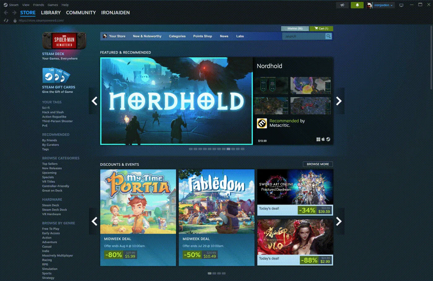 Hình ảnh động minh họa giao diện cửa hàng Steam mới với các cải tiến về tính năng tìm kiếm