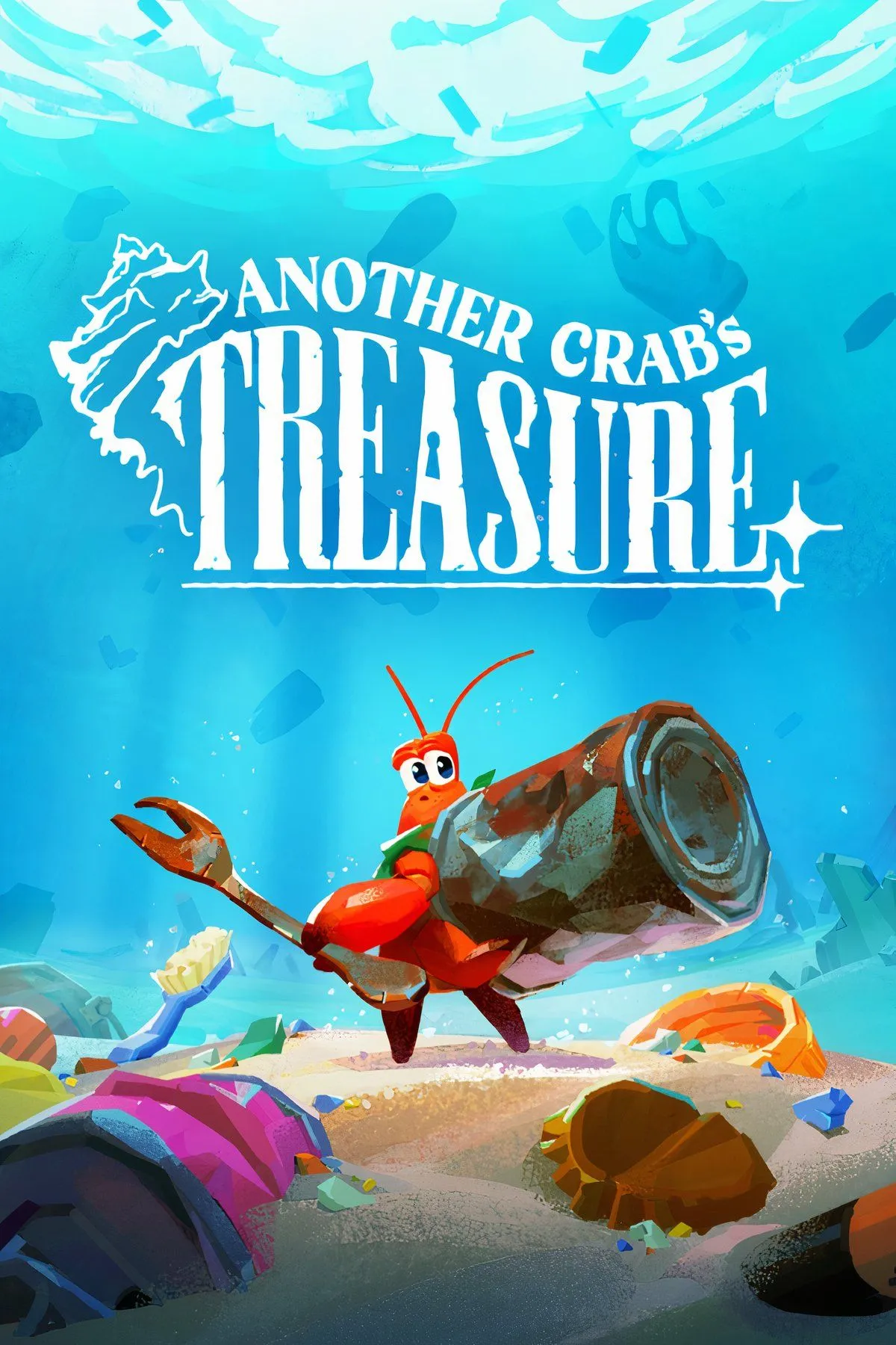 Hình ảnh gameplay Another Crab's Treasure với chú cua mang chiếc vỏ từ cốc nhựa