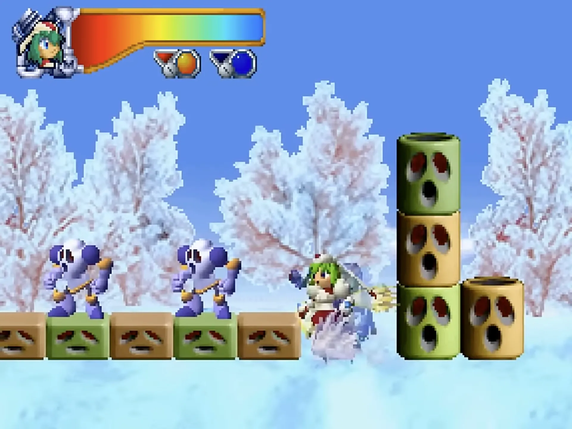 Hình ảnh gameplay của tựa game platformer 2D Mischief Makers trên Nintendo 64