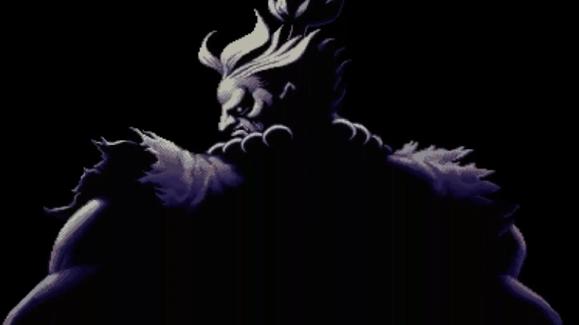 Hình ảnh kết thúc của Akuma trong Super Street Fighter II Turbo, thể hiện trận đấu boss gay cấn