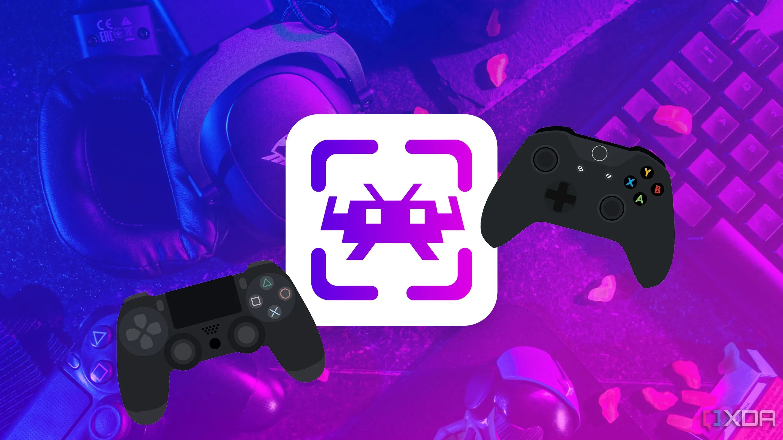 Hình ảnh logo RetroArch với hai tay cầm chơi game, đại diện cho nền tảng giả lập game retro phổ biến.