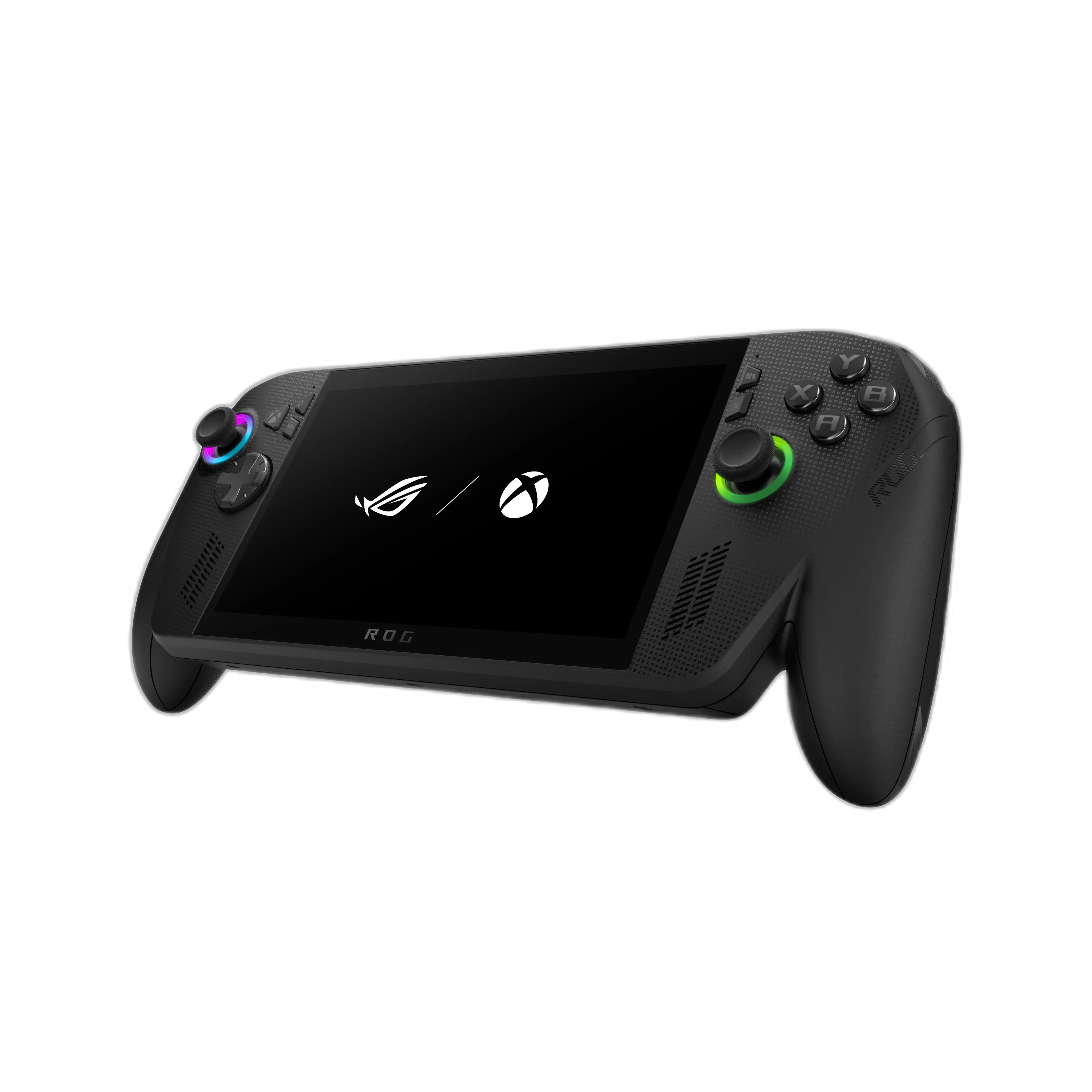 Hình ảnh mô phỏng thiết bị cầm tay chơi game ROG Xbox Ally X, một trong những nền tảng đầu tiên tích hợp thư viện game tổng hợp Xbox.