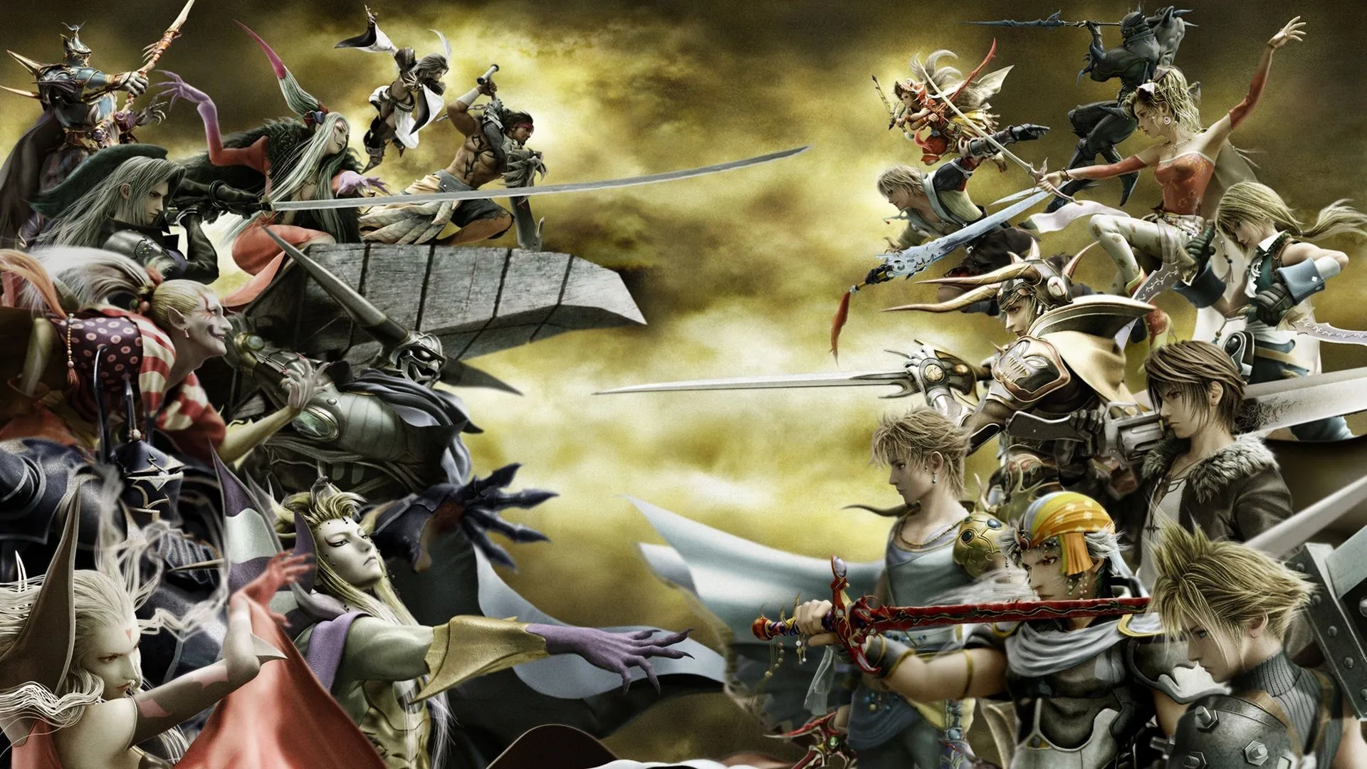 Hình ảnh nghệ thuật chủ đạo từ Dissidia Final Fantasy, một tựa game thuộc vũ trụ Final Fantasy nổi tiếng