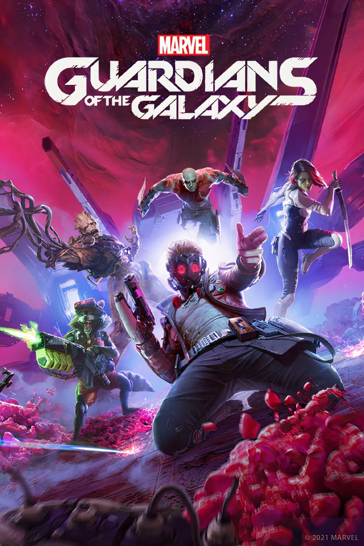 Hình ảnh nhân vật Star-Lord và nhóm Vệ binh dải Ngân hà trong game Marvel's Guardians of the Galaxy