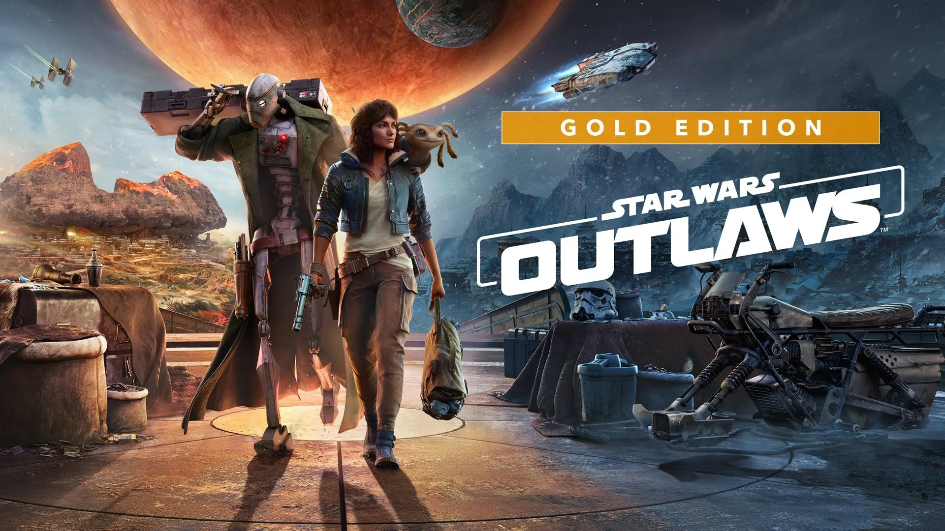 Hình ảnh quảng bá cho phiên bản Star Wars Outlaws Gold Edition, đại diện cho xu hướng game có nhiều nội dung hơn đi kèm mức giá cao hơn