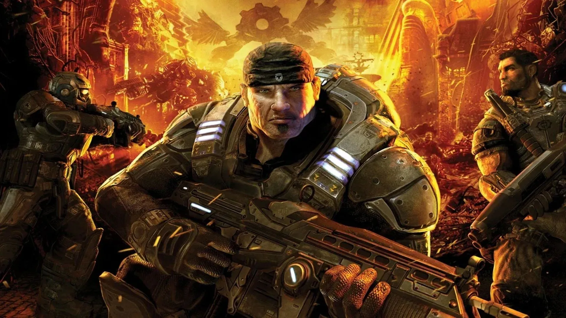 Hình ảnh quảng bá của Gears of War, một trong những tựa game đỉnh cao của Xbox 360