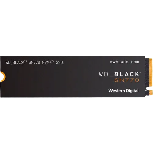 Hình ảnh render ổ cứng SSD NVMe WD Black SN770 1TB màu đen, nổi bật với hiệu suất cao và giá thành hợp lý.