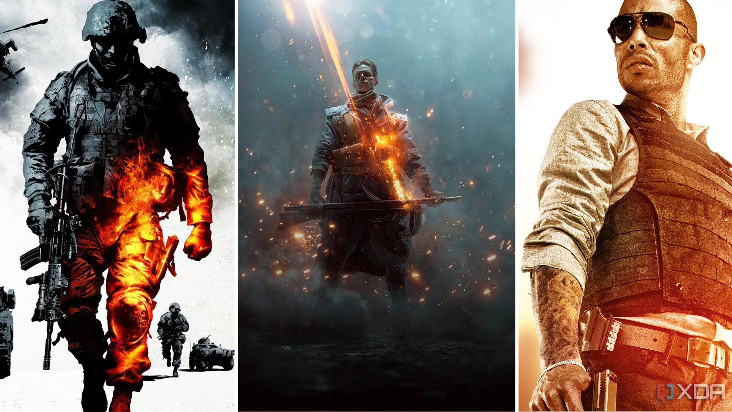Hình ảnh tổng hợp các phiên bản game Battlefield, thể hiện dòng game bắn súng góc nhìn thứ nhất nổi tiếng của EA và bối cảnh cạnh tranh với GTA 6