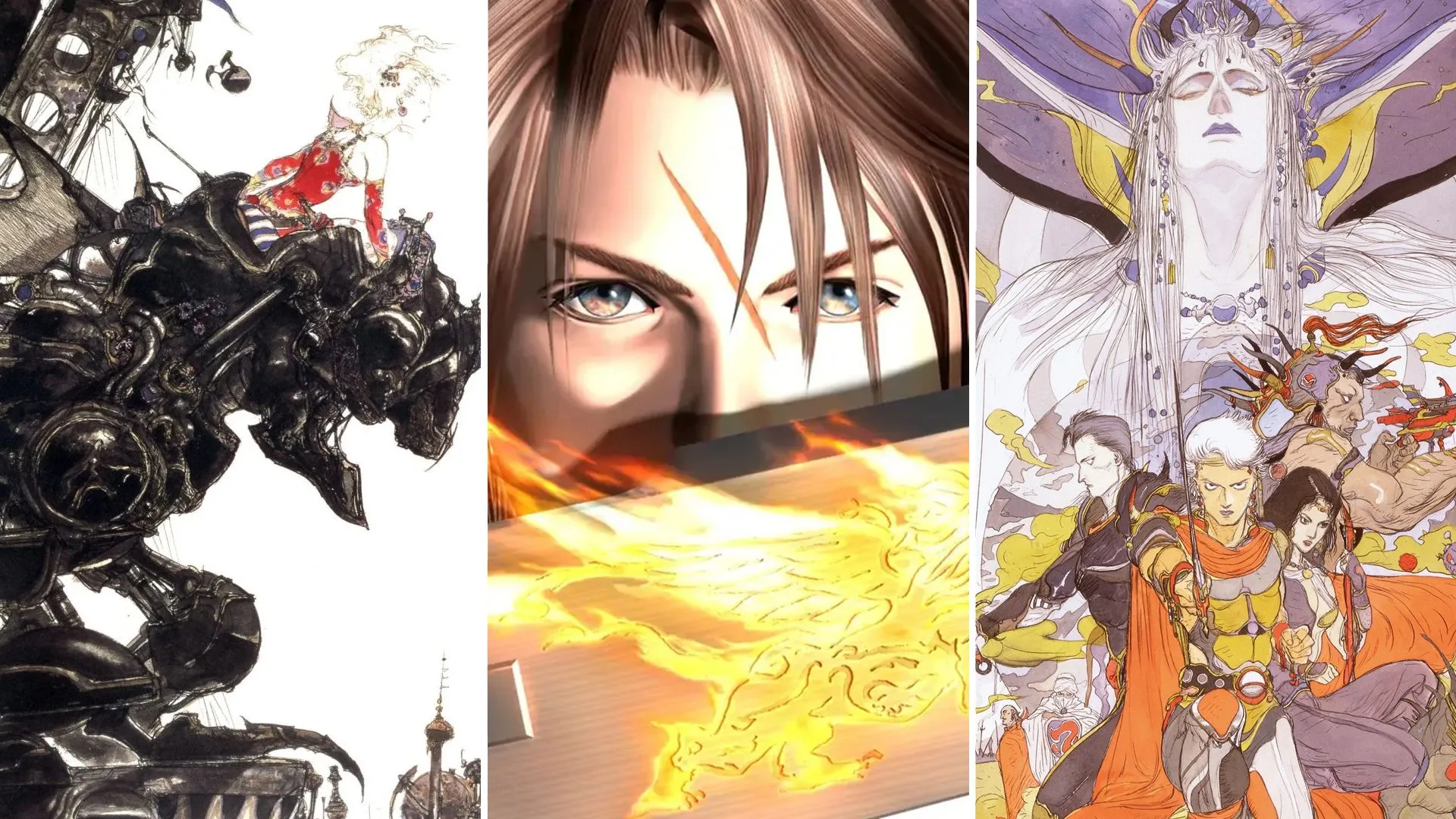 Hình ảnh tổng hợp các tựa game Final Fantasy, gợi nhắc về những phiên bản được người hâm mộ mong muốn làm lại