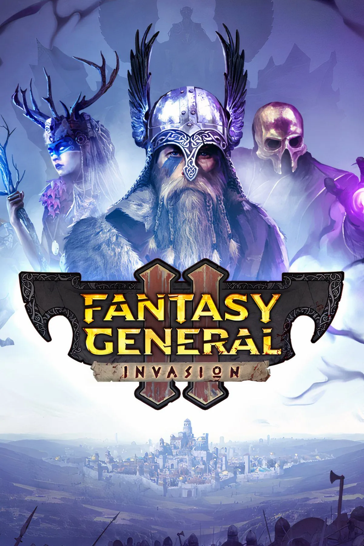 Hình ảnh tổng hợp gameplay game chiến thuật Fantasy General II, hiển thị các đơn vị quân trên bản đồ và giao diện trận đấu