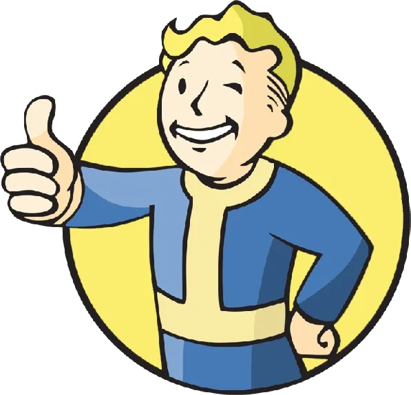 Hình ảnh Vault Boy từ series Fallout, biểu tượng đặc trưng của dòng game nhập vai hậu tận thế
