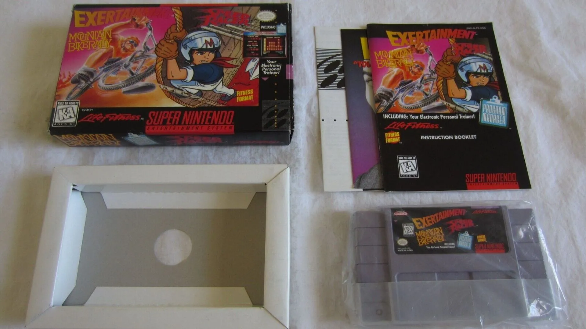 Hình ảnh vỏ hộp Exertainment Mountain Bike Rally/Speed Racer, một trong những game SNES hiếm nhất