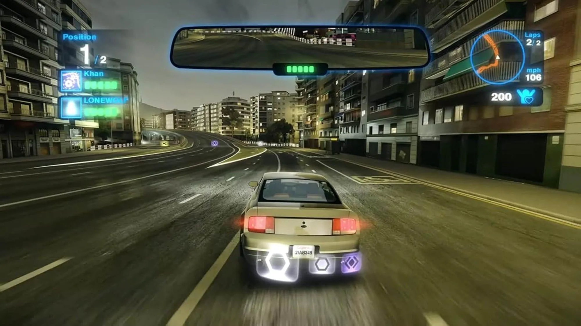 Hình ảnh xe đua trong game Blur, nổi bật với hiệu ứng chiến đấu