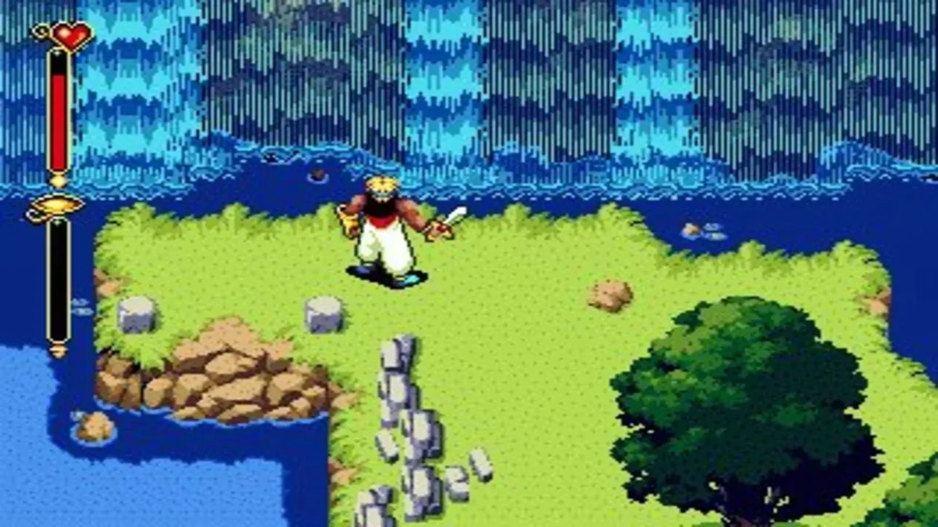 Hoàng tử Ali khám phá thế giới rộng lớn trong game Beyond Oasis của Sega