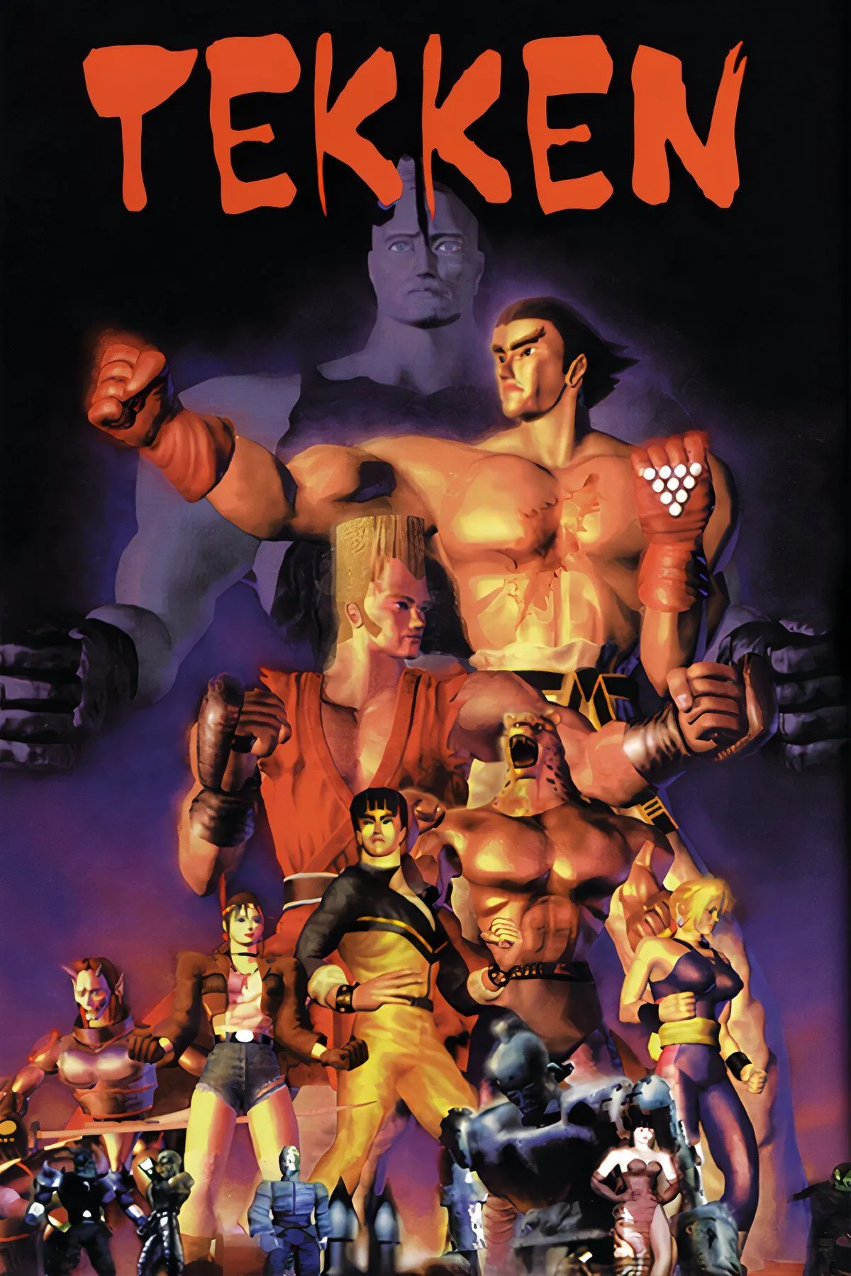 Hộp đĩa game Tekken phiên bản Long Box của PlayStation 1, với hình ảnh Kazuya Mishima quen thuộc