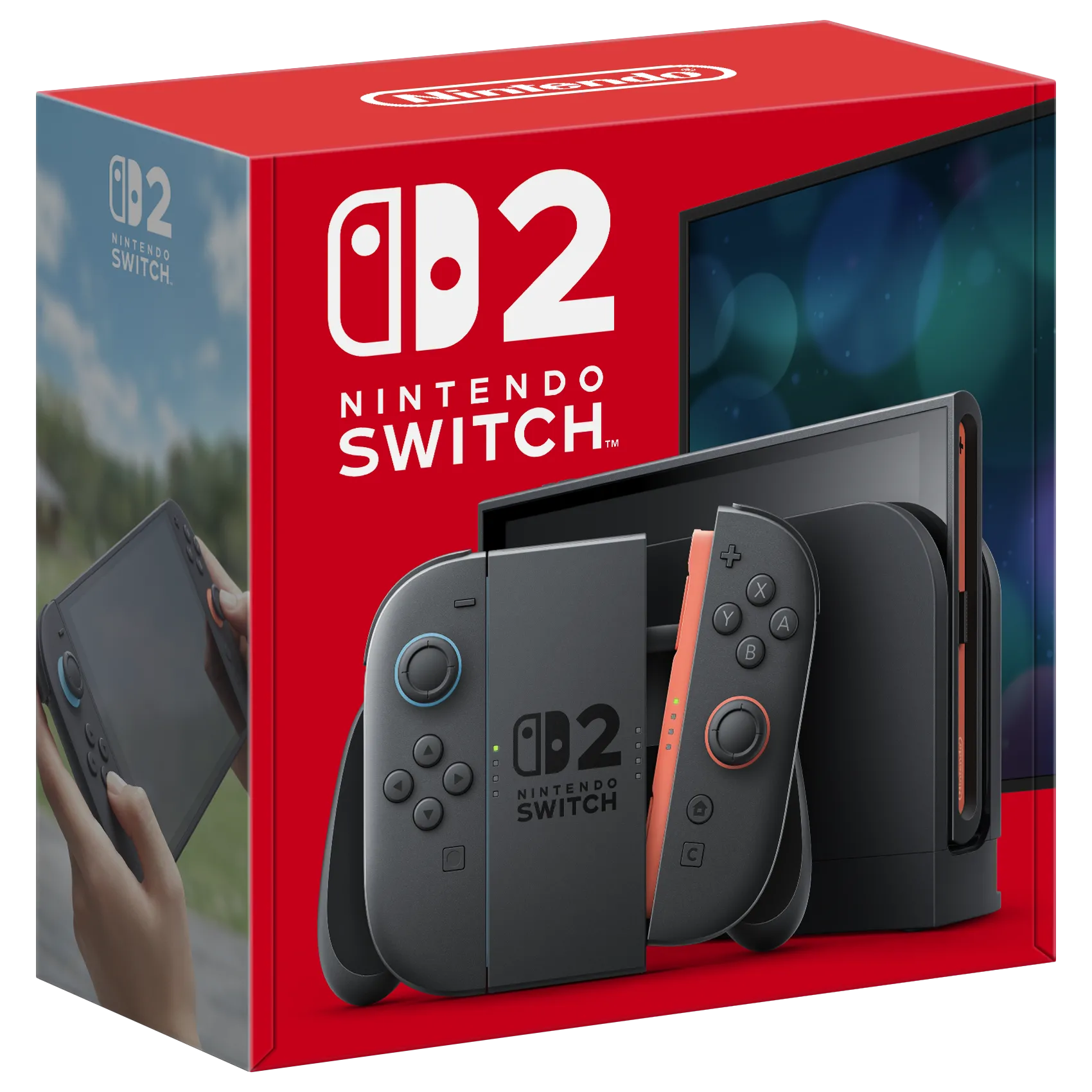 Hộp đựng Nintendo Switch 2 với logo và hình ảnh máy