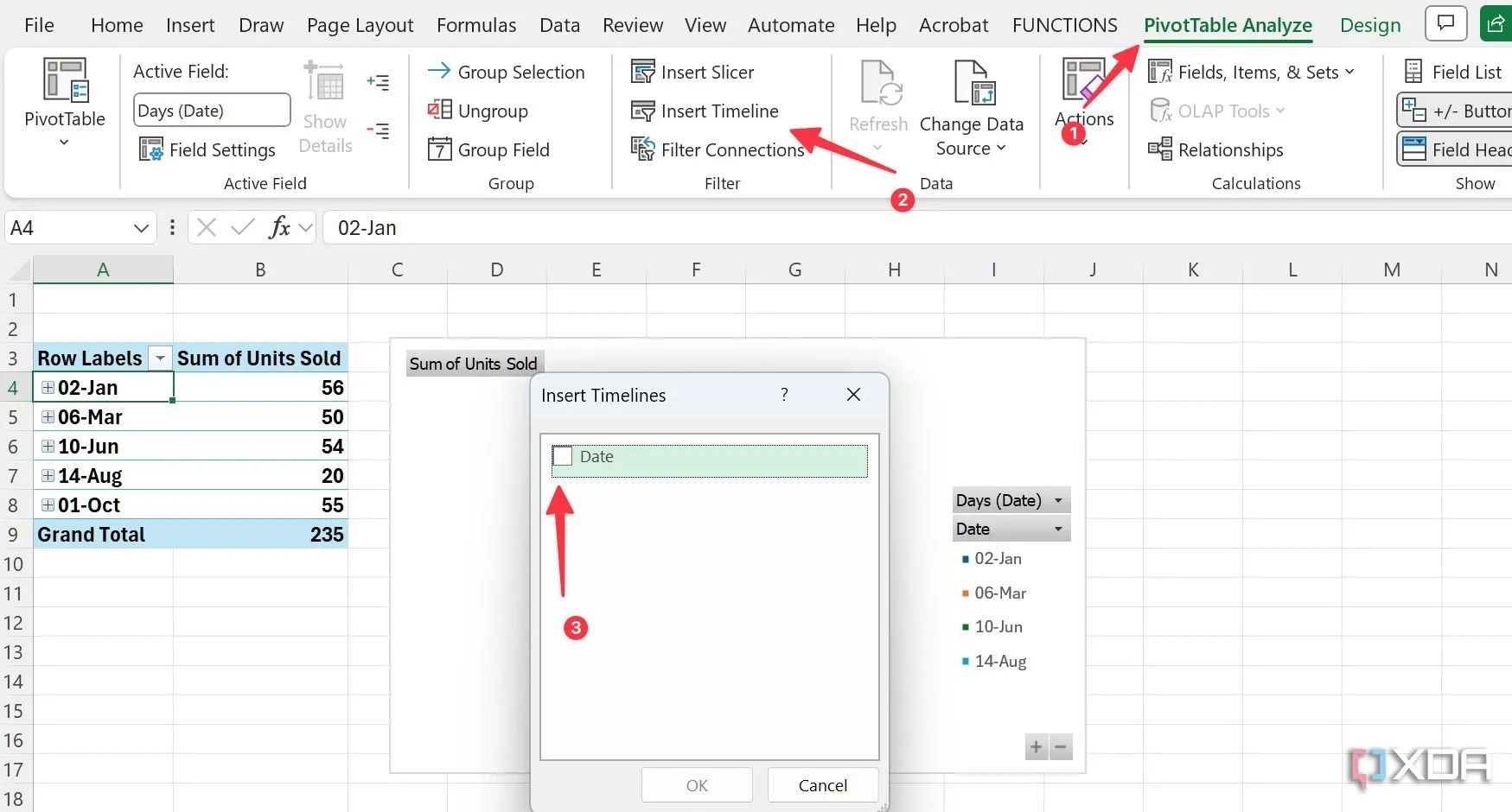 Hướng dẫn chèn công cụ Timeline Slicer vào Pivot Table trong Excel