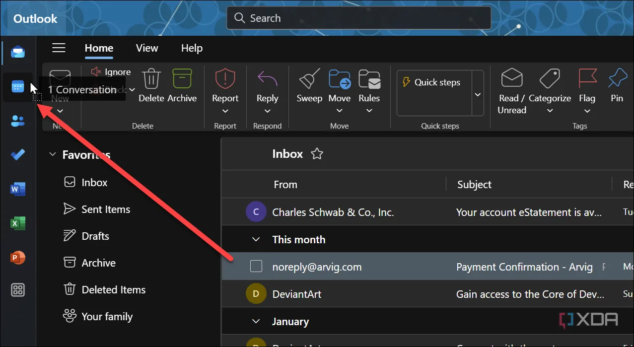 Hướng dẫn kéo thả email vào lịch để tạo cuộc hẹn trong ứng dụng Outlook