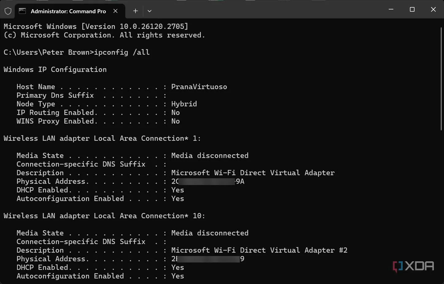 Kết quả lệnh ipconfig /all cung cấp thông tin chi tiết về cấu hình mạng