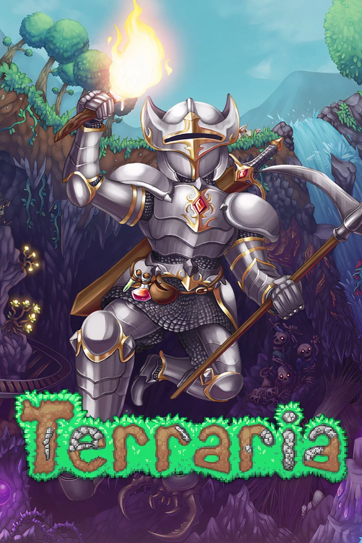 Khung cảnh phiêu lưu và xây dựng trong game Terraria