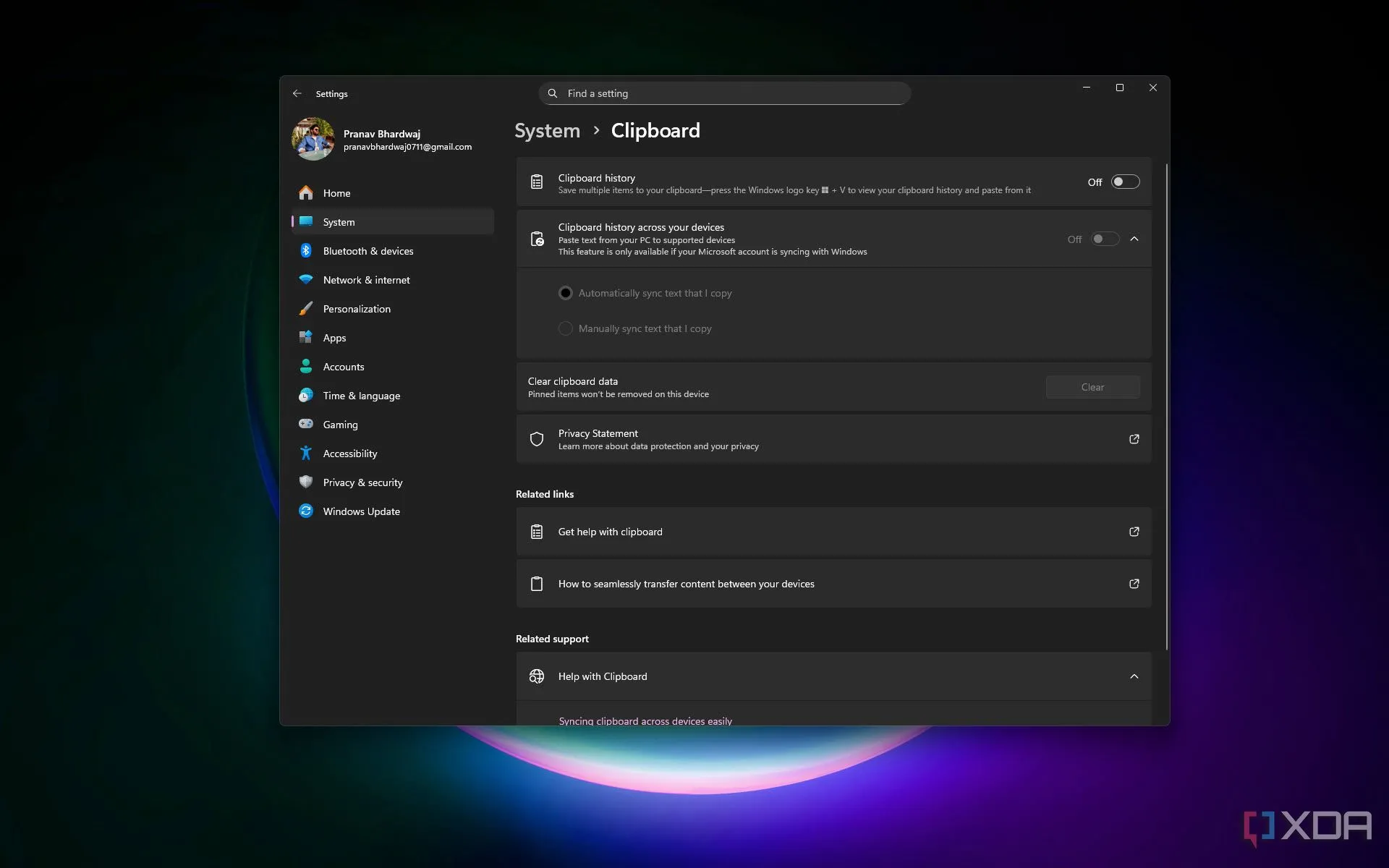 Kích hoạt lịch sử Clipboard trên Windows để sao chép nhiều mục