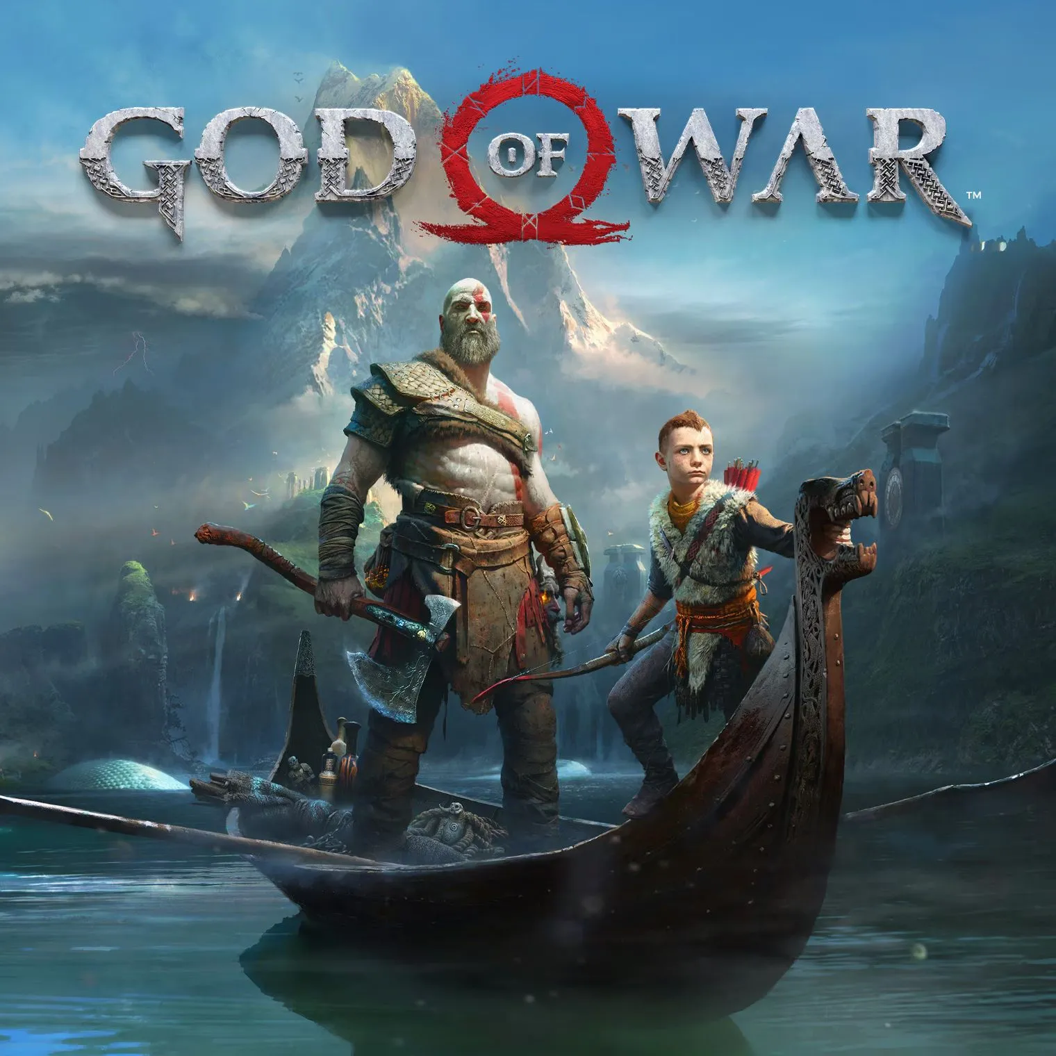 Kratos và Atreus trong game God of War (2018), thể hiện mối quan hệ cha con đầy cảm xúc và bối cảnh thần thoại Bắc Âu.