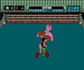 Little Mac chuẩn bị ra đòn với đối thủ Bald Bull trong Mike Tyson's Punch-Out!