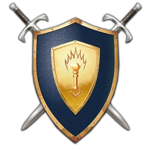 Logo game Battle for Wesnoth với hình ảnh hiệp sĩ và quái vật