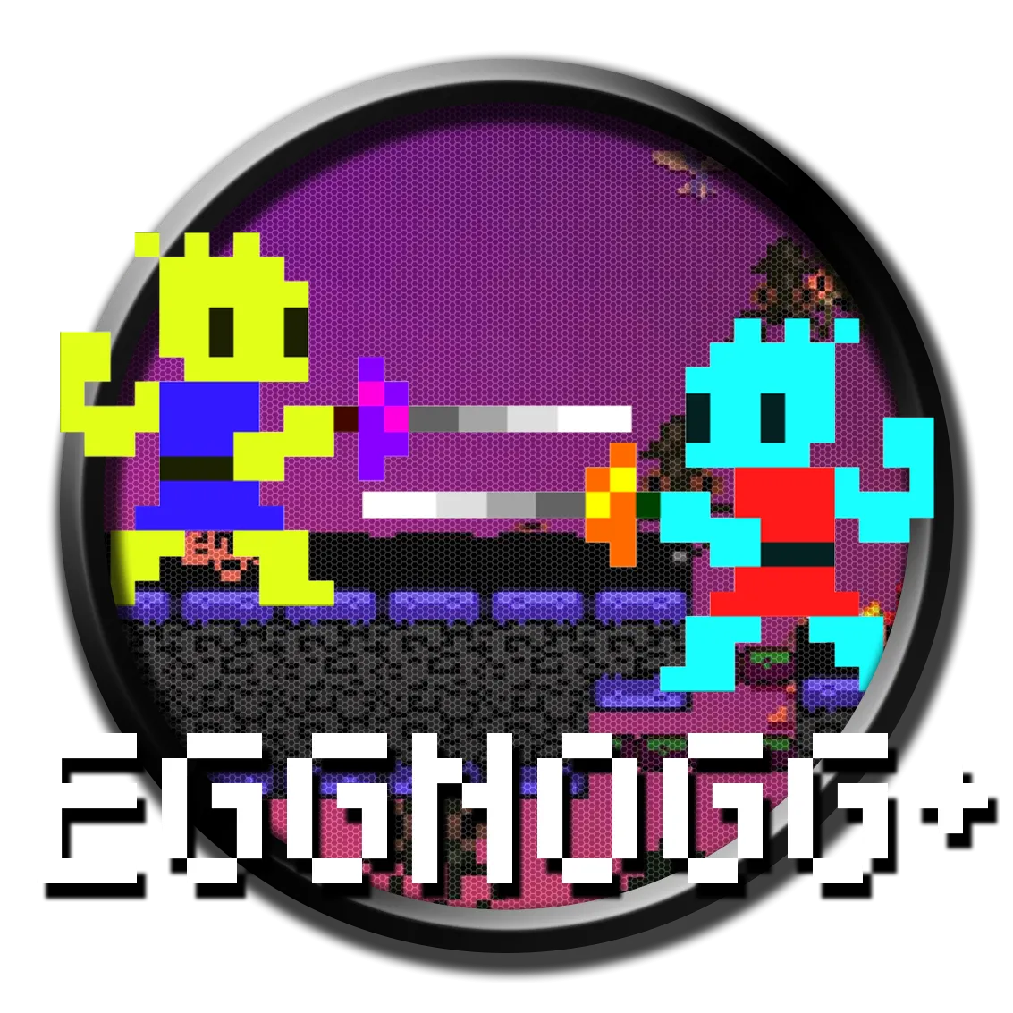 Logo game Eggnogg+ với phong cách pixel art đơn giản
