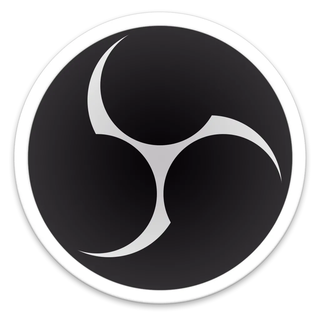 Logo OBS Studio màu đen trắng