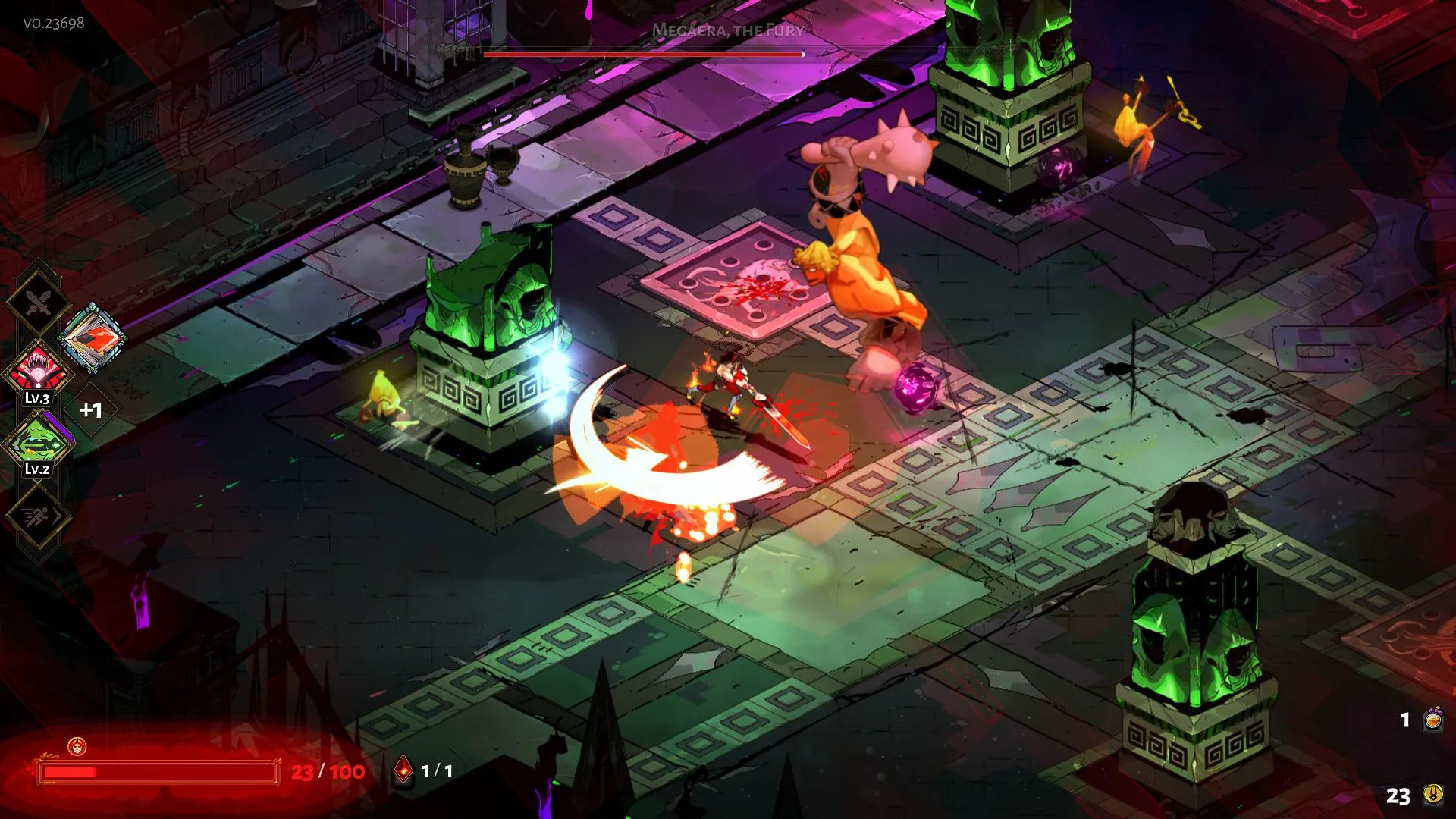 Lối chơi roguelike hành động kịch tính trong Hades với Zagreus sử dụng kỹ năng