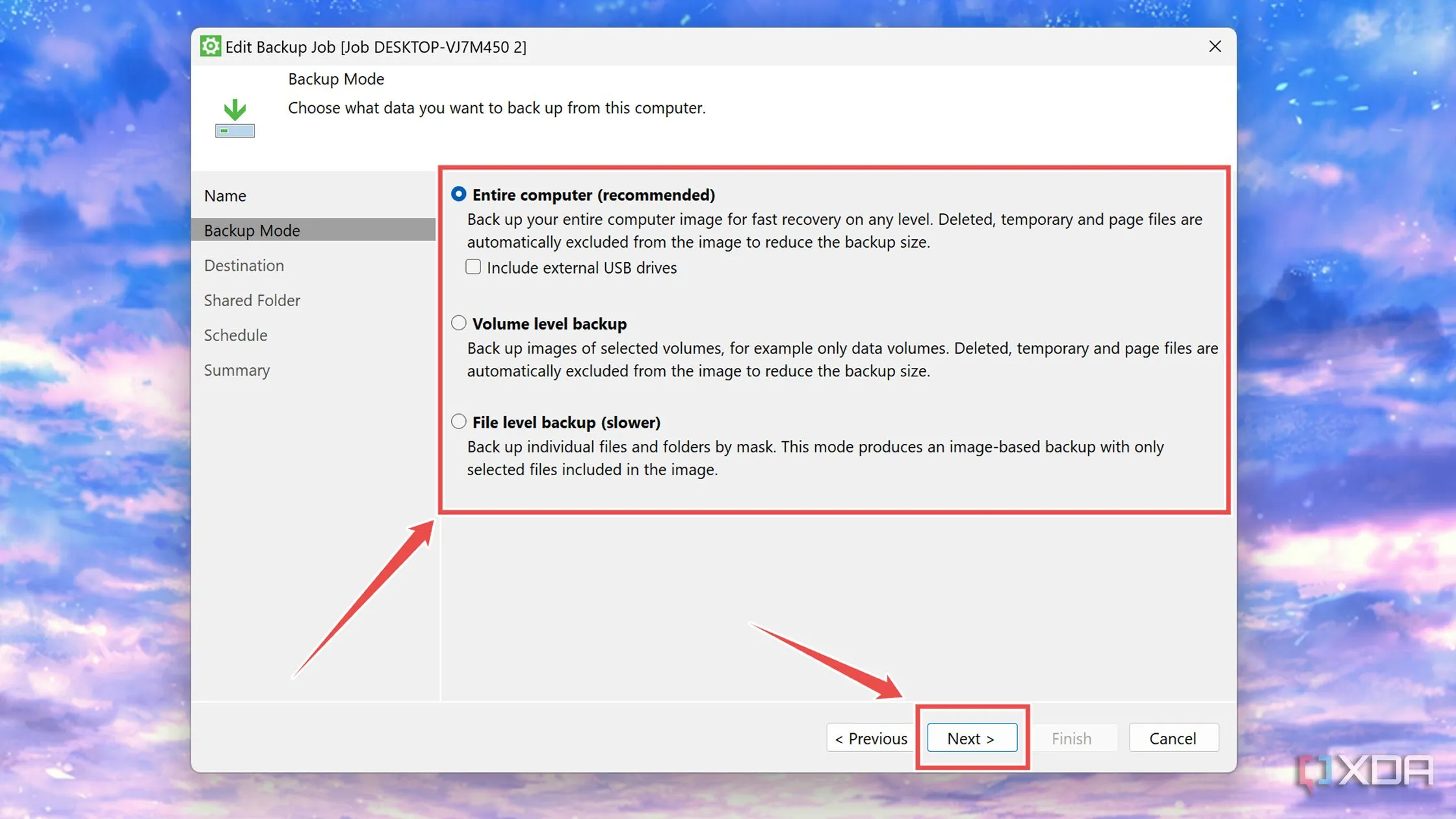 Lựa chọn phương pháp sao lưu trong Veeam Backup Agent