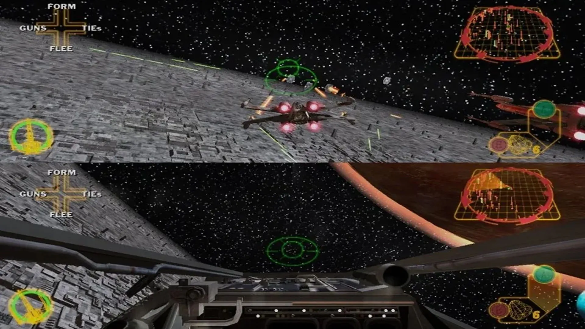 Luke Skywalker cầm Lightsaber chiến đấu với Stormtroopers trong game Star Wars Rogue Squadron III Rebel Strike