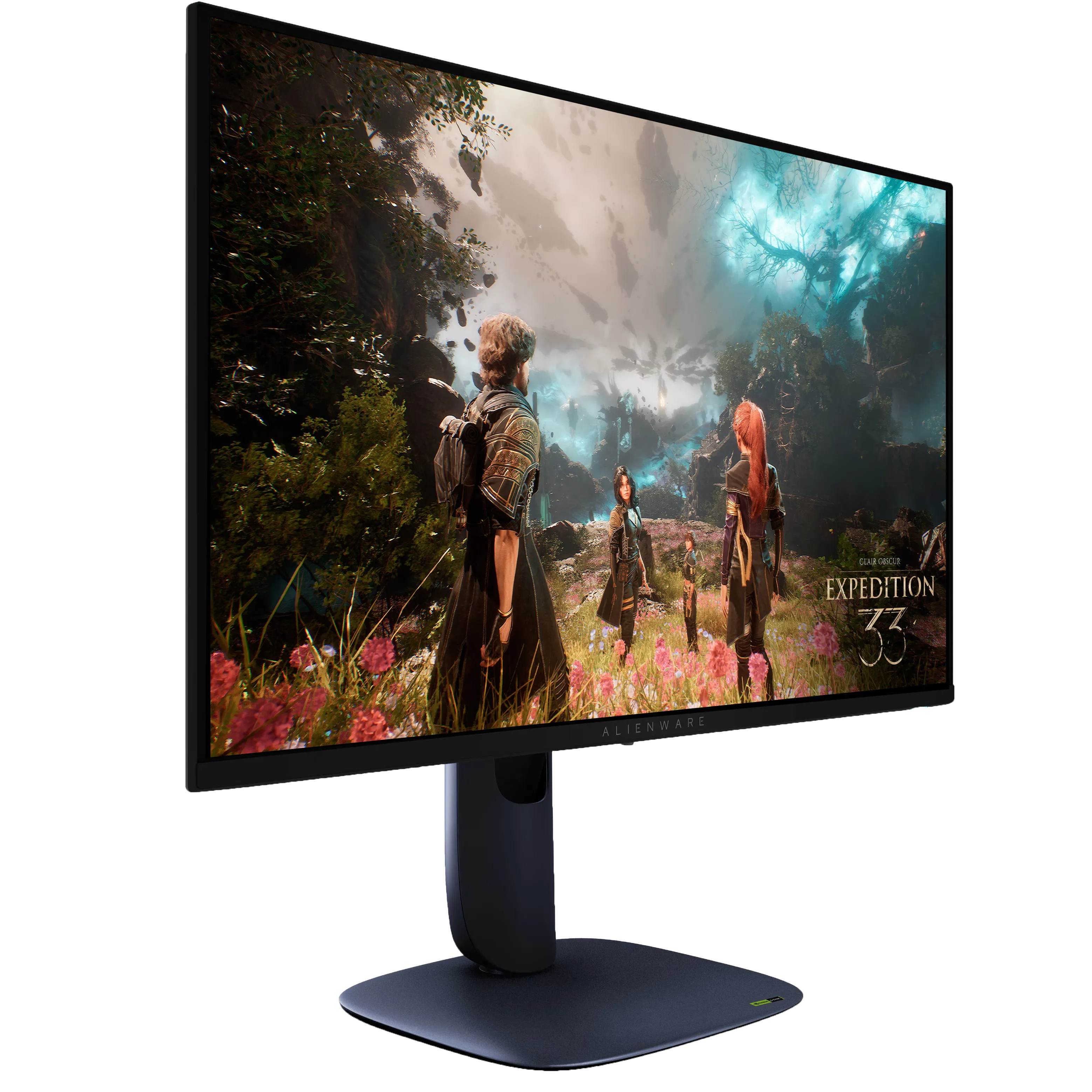 Màn hình Alienware AW2725Q với thiết kế màu đen sang trọng và chân đế công thái học