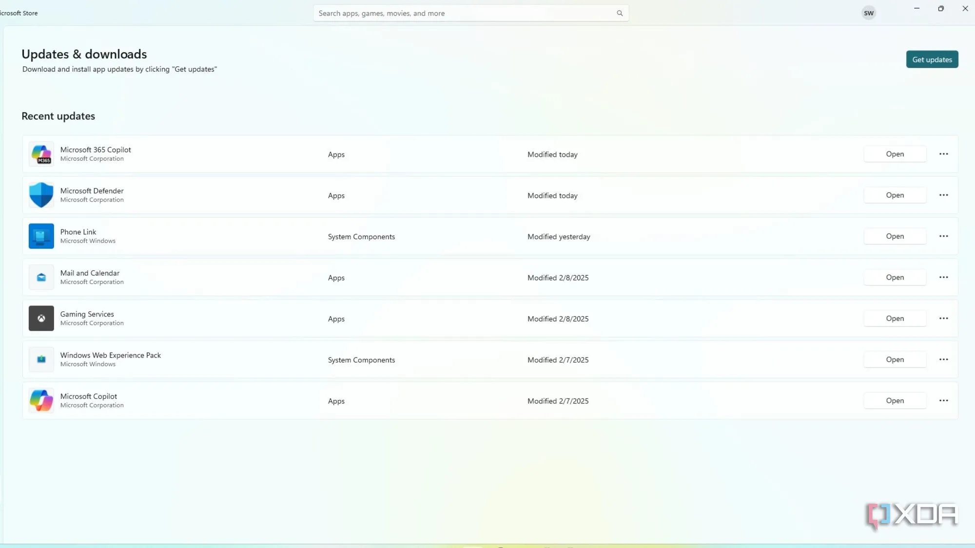 Màn hình cập nhật ứng dụng trên Microsoft Store của Windows 11