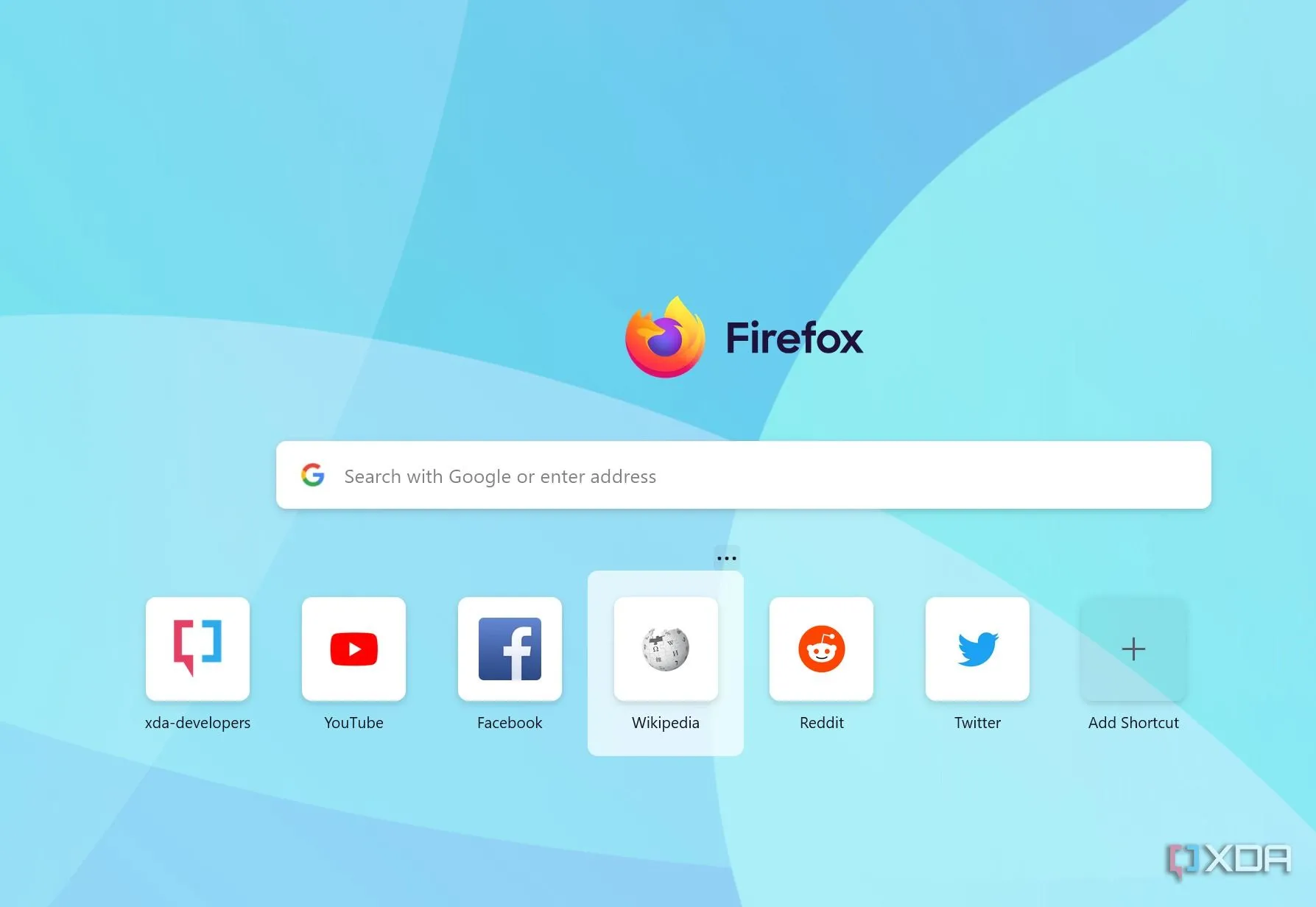 Màn hình chính của trình duyệt Firefox