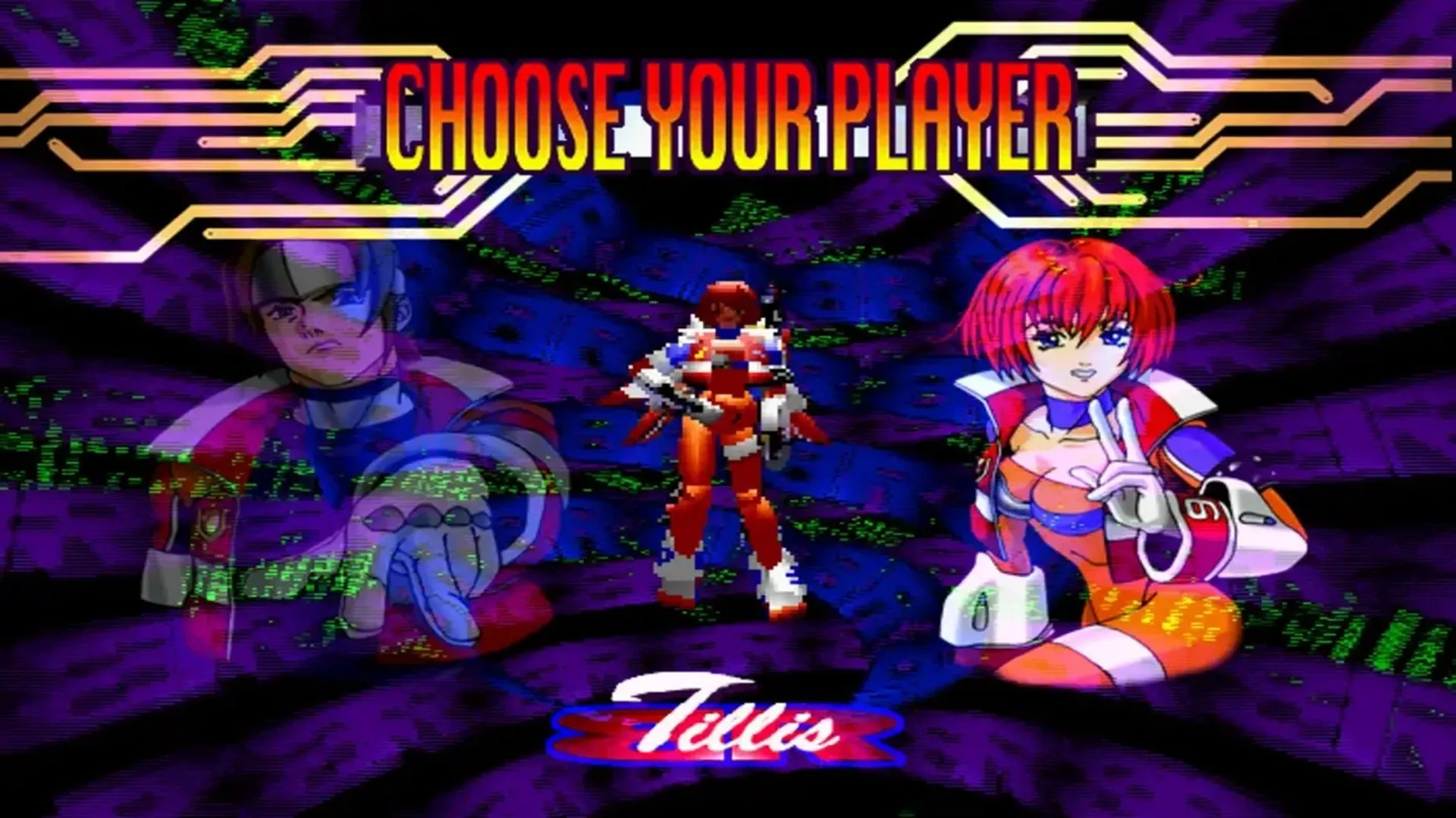 Màn hình chọn nhân vật trong game Burning Rangers huyền thoại trên Sega Saturn