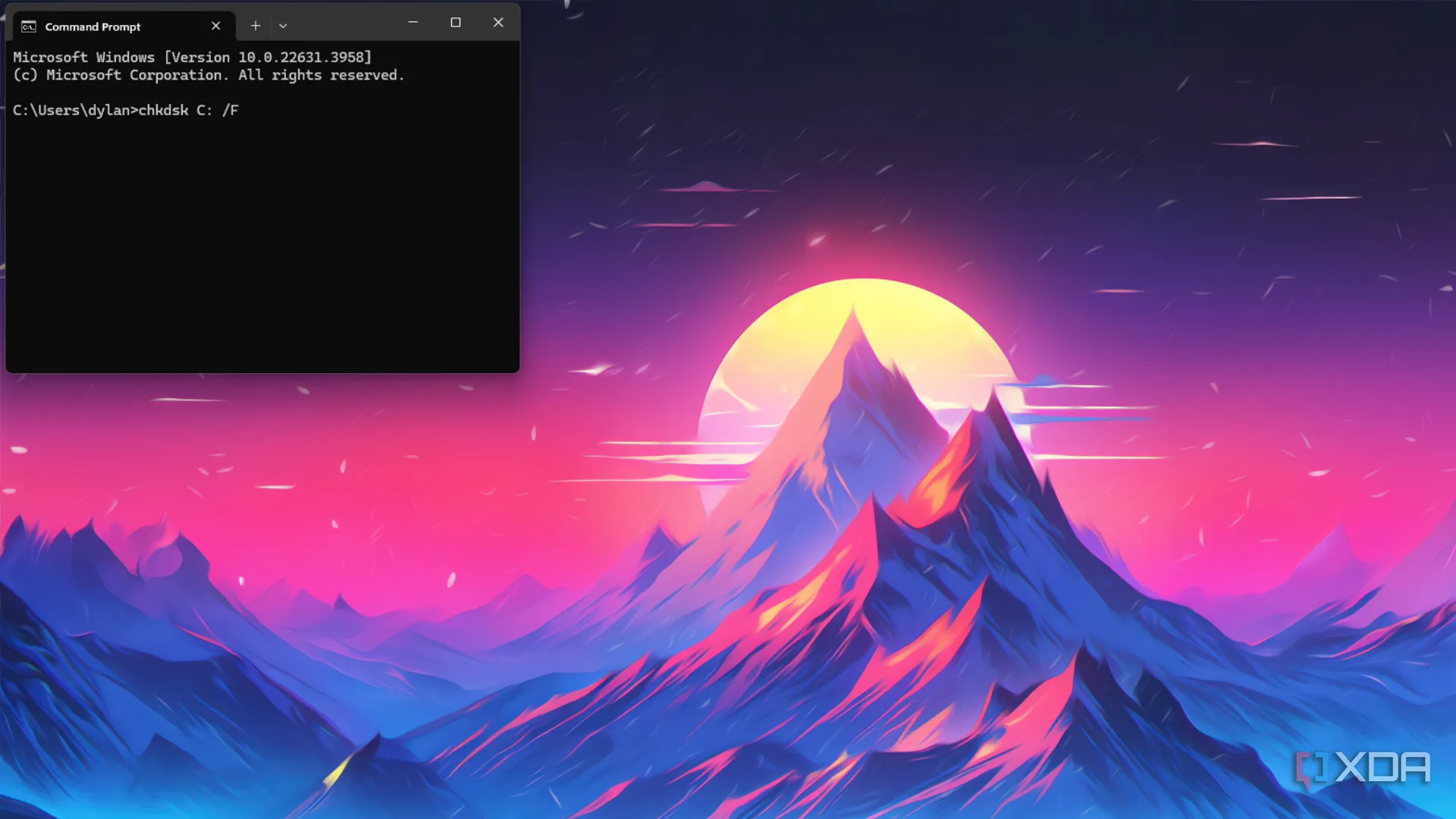 Màn hình Command Prompt hiển thị kết quả lệnh CHKDSK, giúp kiểm tra và sửa lỗi ổ đĩa SSD trên Windows