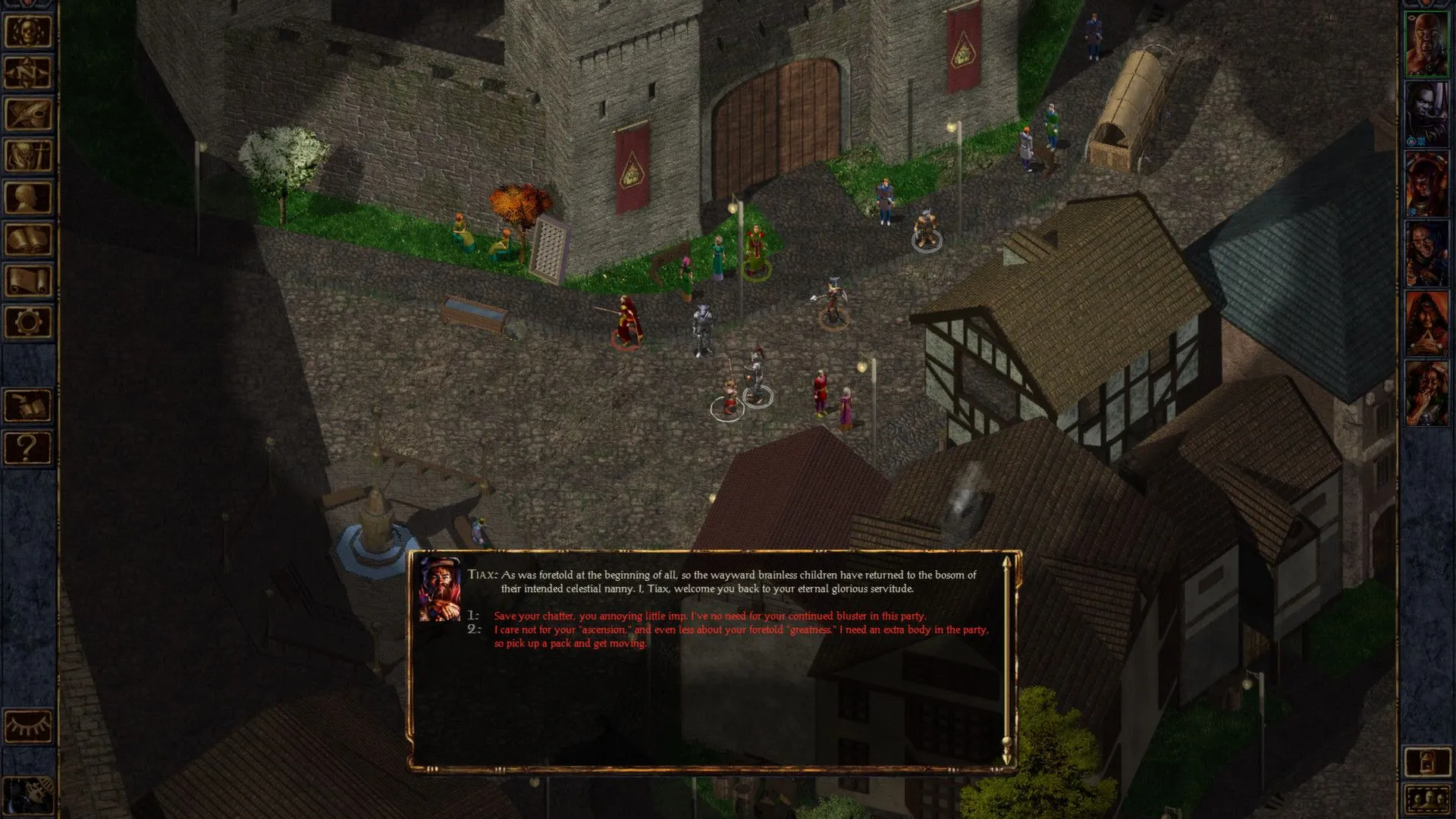 Màn hình game Baldur's Gate Enhanced Edition hiển thị các nhân vật và bản đồ
